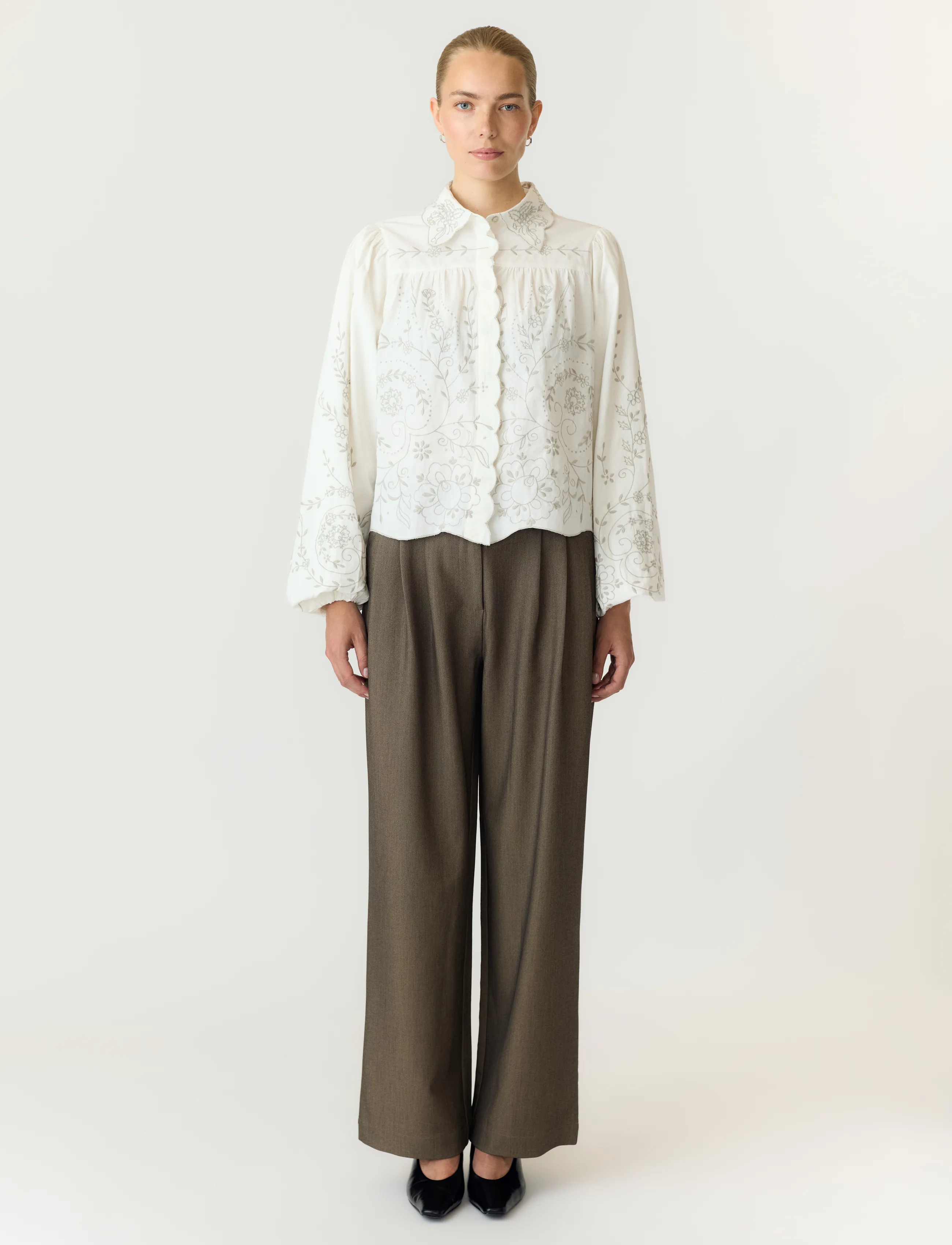 YAS - YASGREYA LS EMBROIDERED SHIRT - STORY - star white - 4