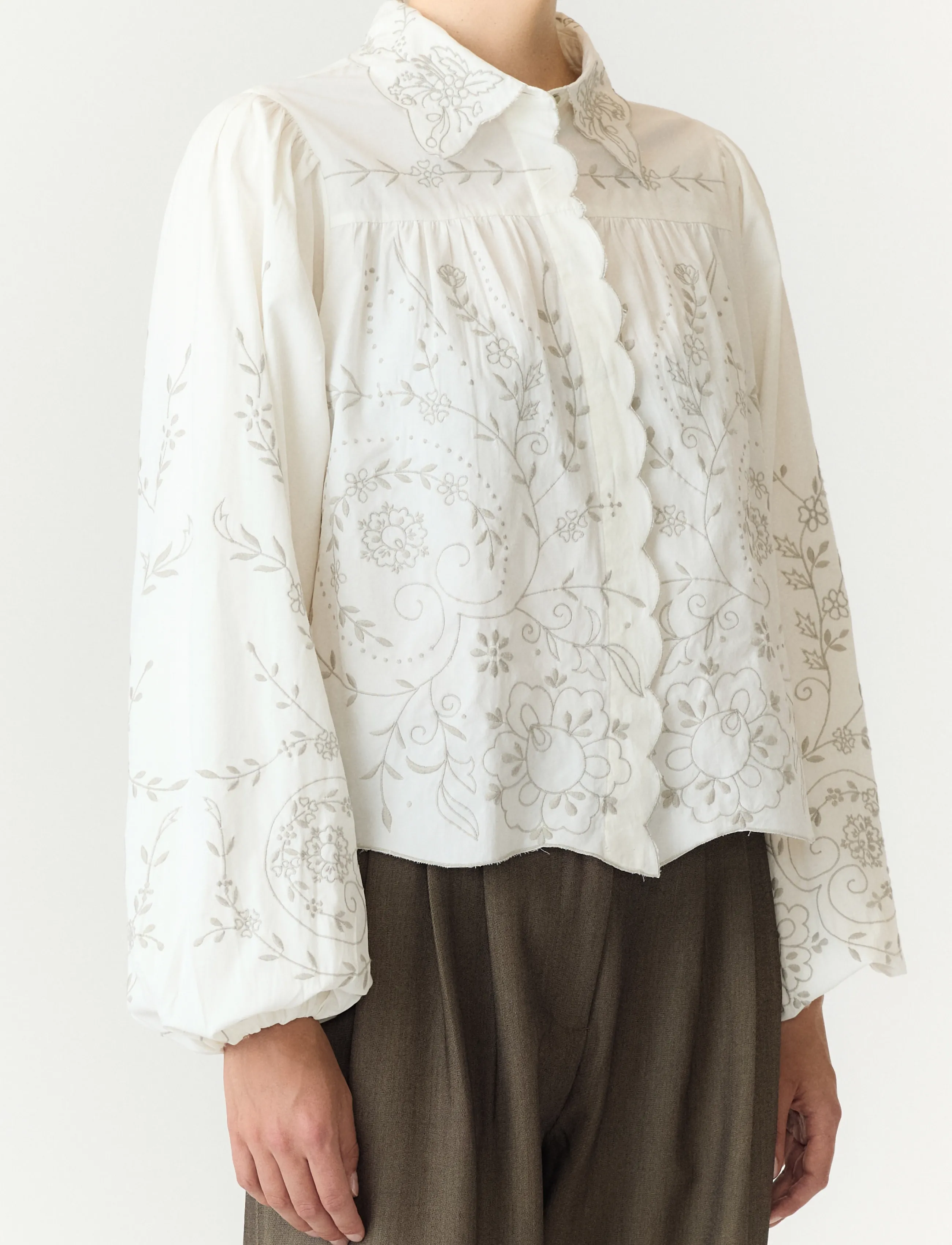 YAS - YASGREYA LS EMBROIDERED SHIRT - STORY - star white - 5