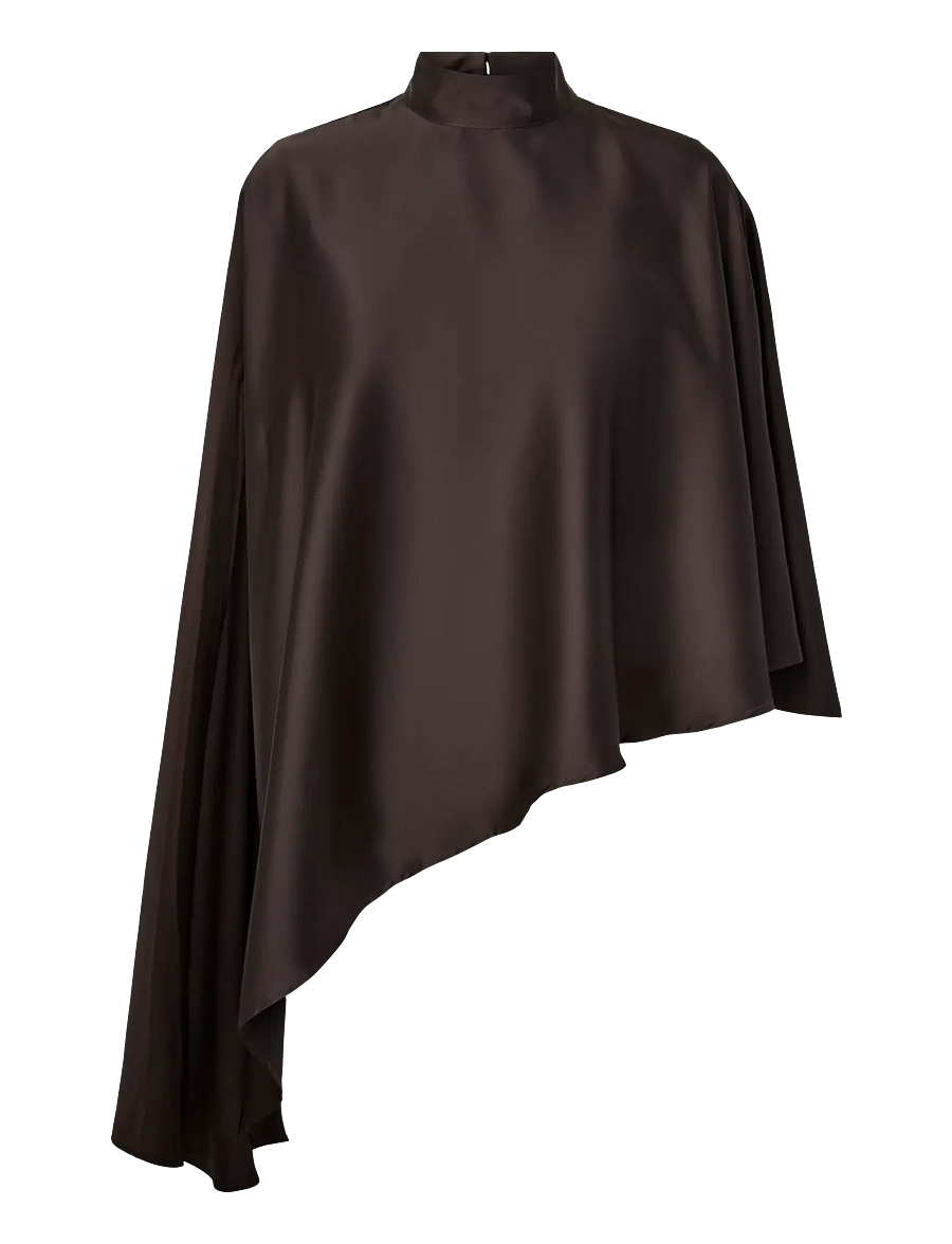 YAS - YASPELLA HIGH NECK CAPE TOP S. - D2D - chocolate brown - 1