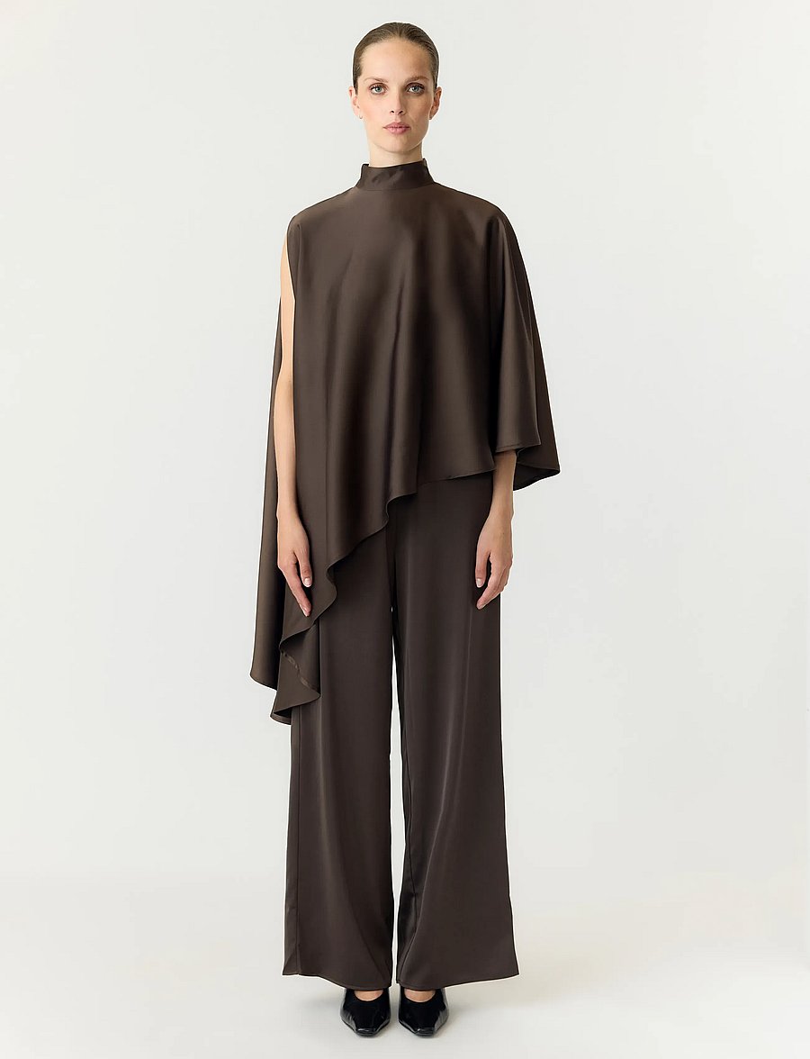 YAS - YASPELLA HIGH NECK CAPE TOP S. - D2D - chocolate brown - 4