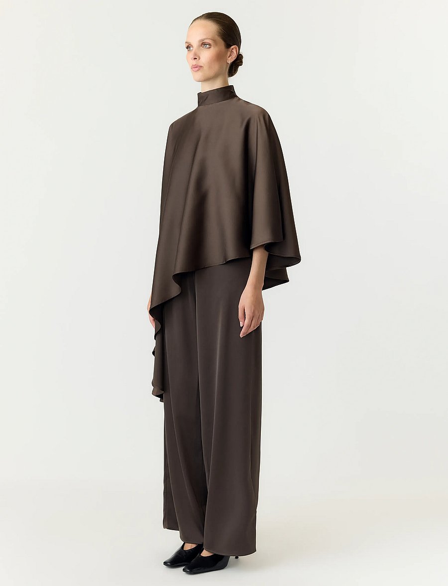 YAS - YASPELLA HIGH NECK CAPE TOP S. - D2D - chocolate brown - 5