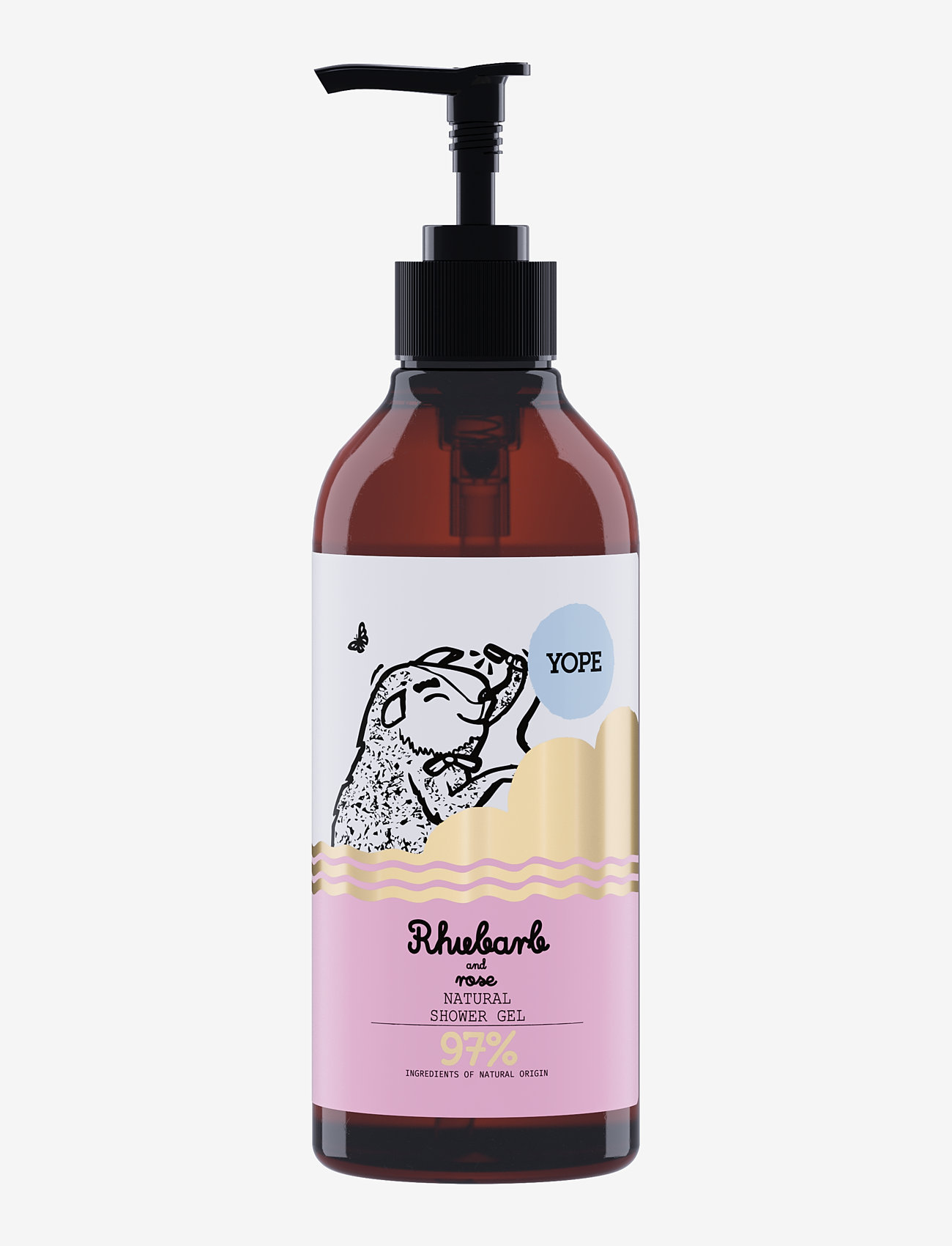 YOPE Shower Gel Rhubarb And Rose, Badekar og bruser, Nude, Str: 400 ml