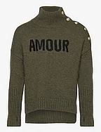 POLO NECK SWEATER OR JUMPER - GREEN MARL