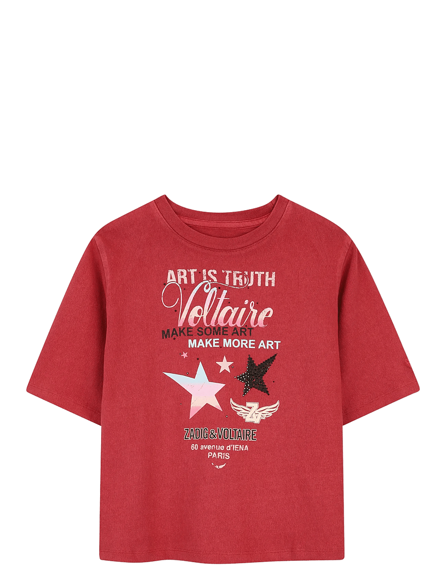 Zadig & Voltaire Kids - SHORT SLEEVES TEE-SHIRT - kortärmade t-shirts - crimson - 0