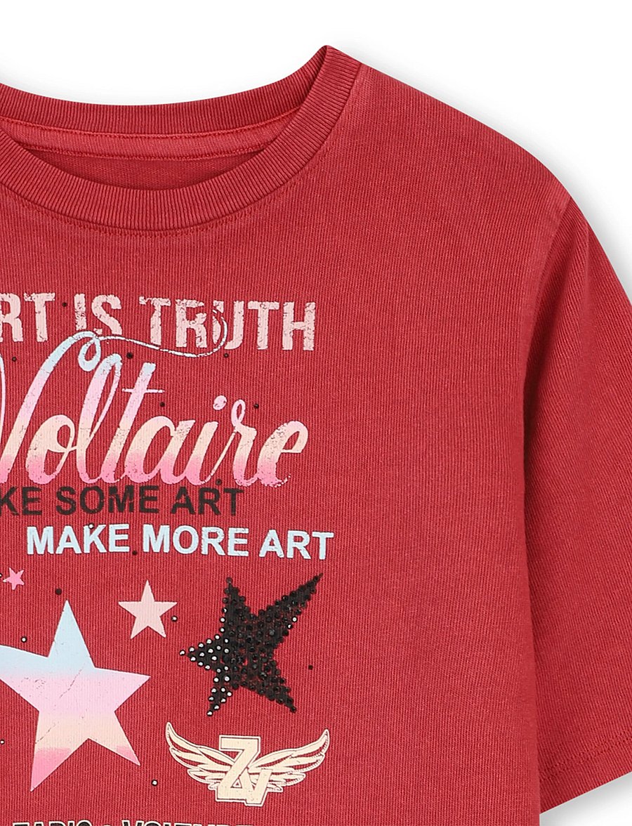 Zadig & Voltaire Kids - SHORT SLEEVES TEE-SHIRT - kortärmade t-shirts - crimson - 2