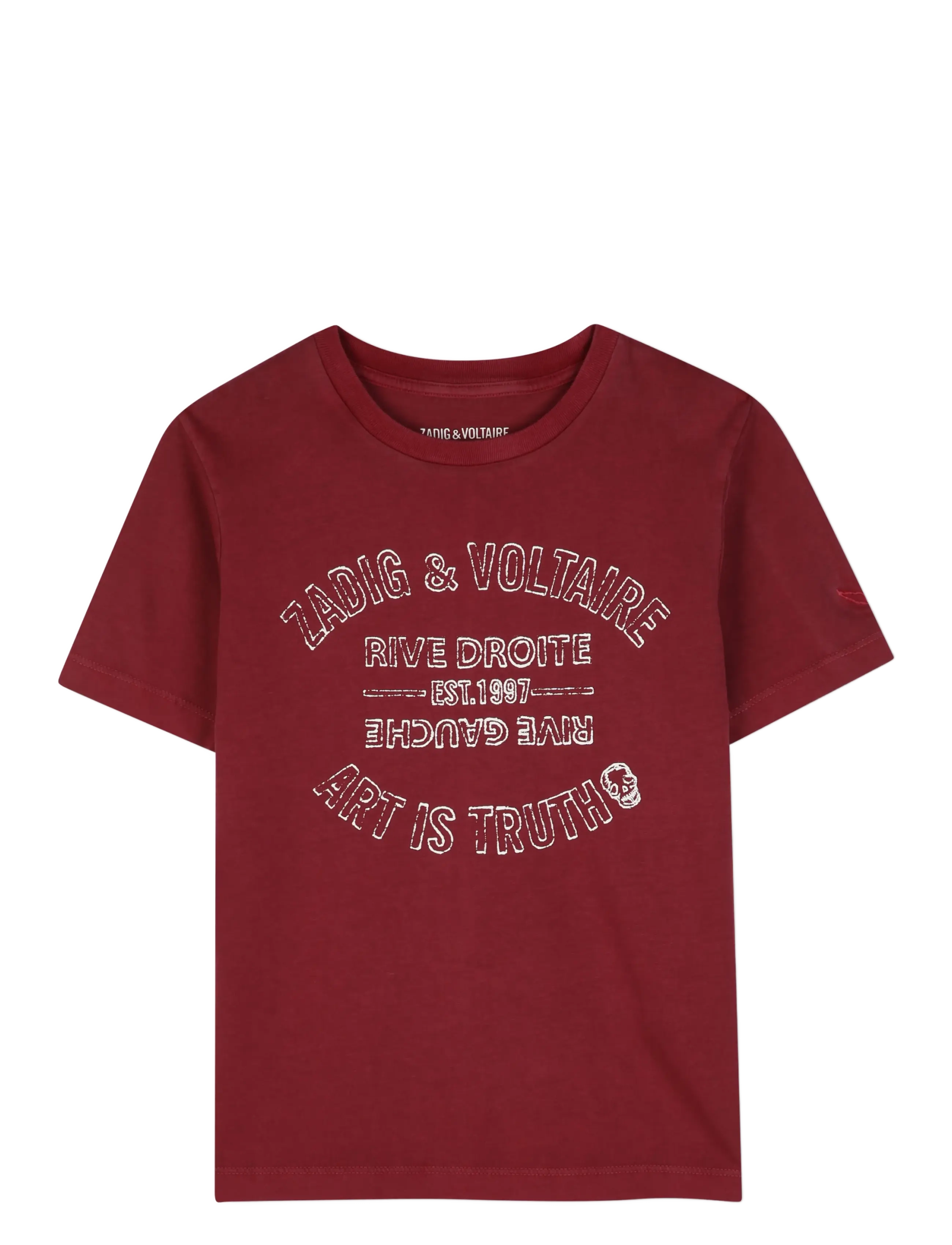 Zadig & Voltaire Kids SHORT SLEEVES TEE-SHIRT - ZADIG&VOLTAIRE - CRIMSON / burgundy