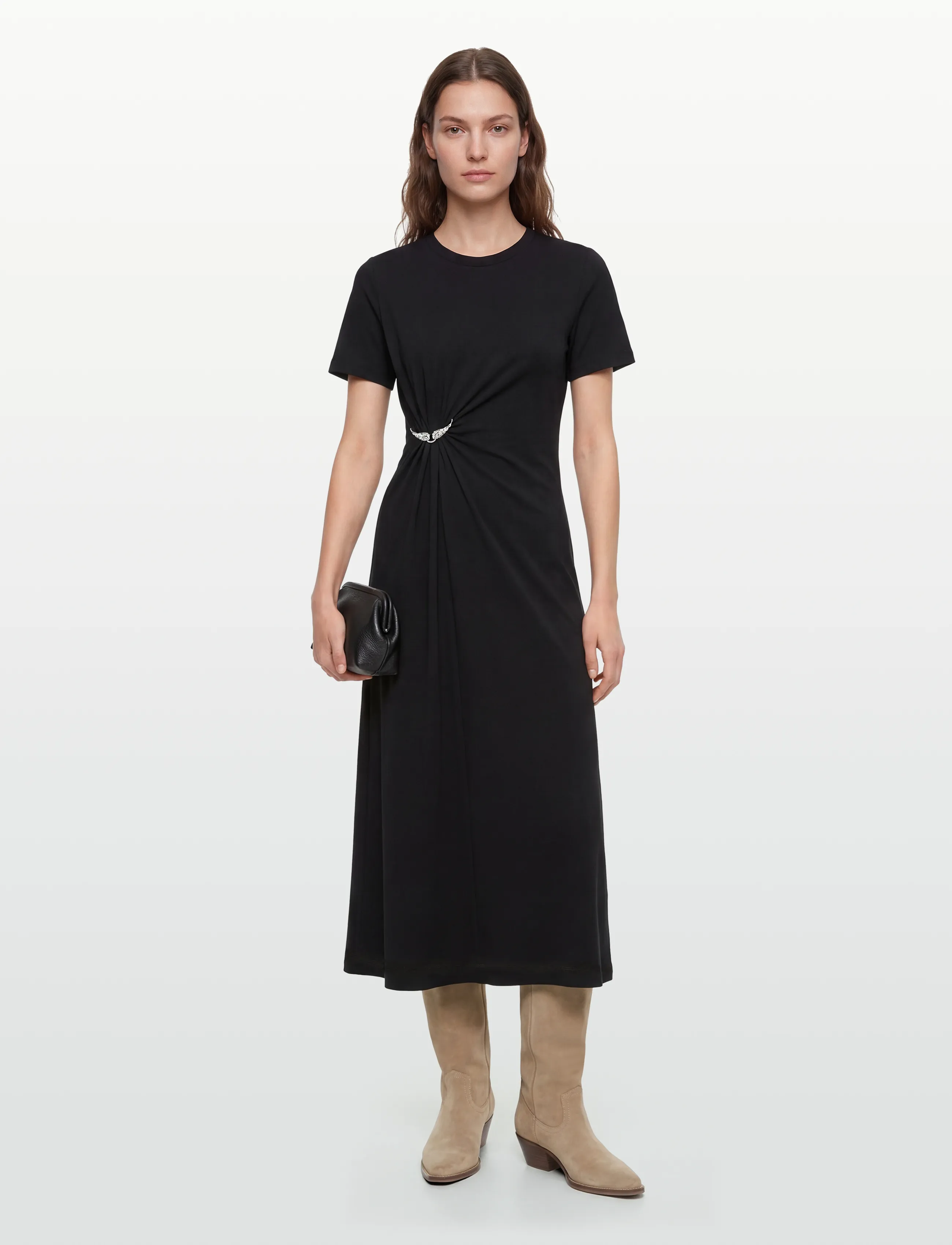 Zadig & Voltaire Raja Hc Plisse Wings, S, Designer, Schwarz - Maxi Dress, Frauen