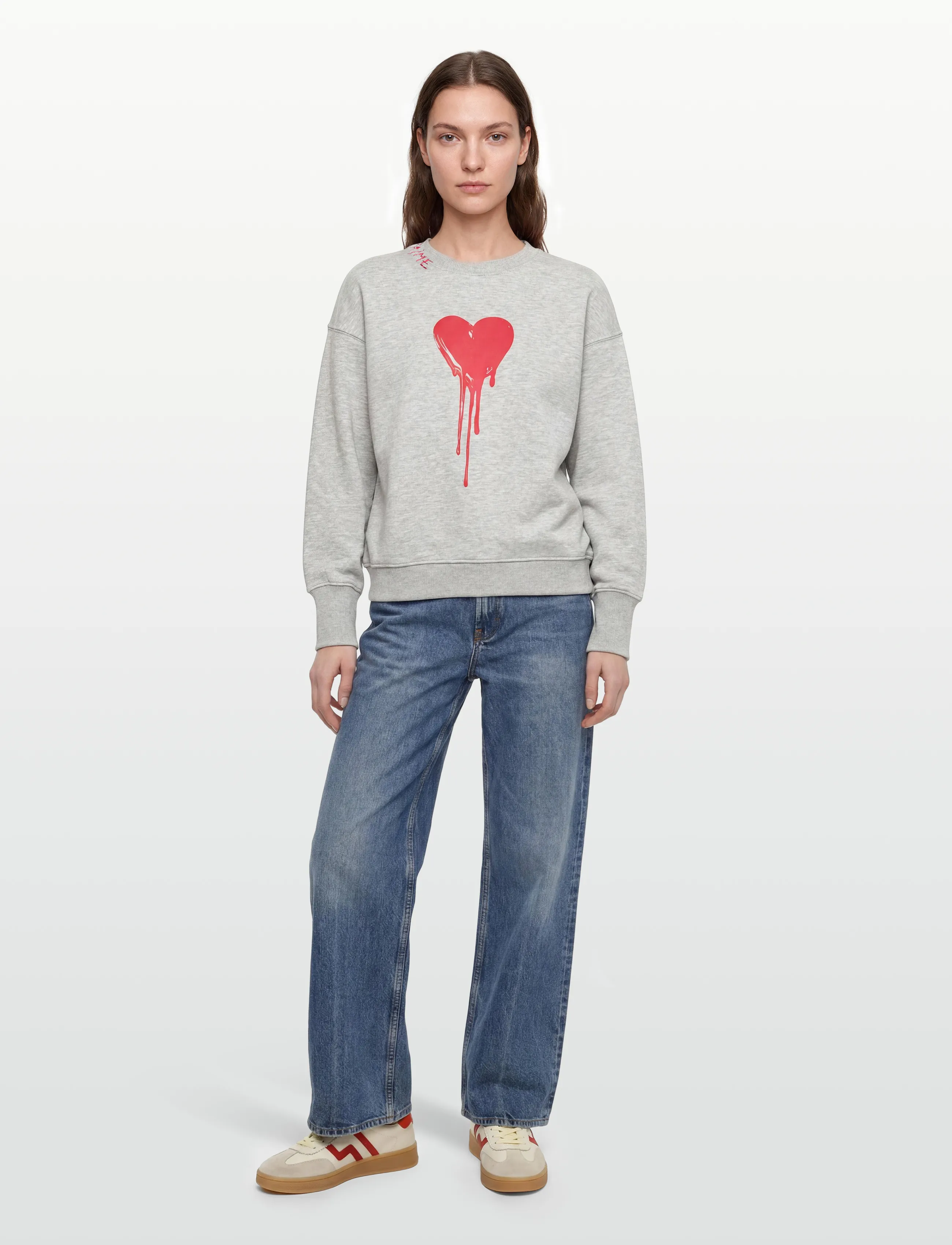 Zadig & Voltaire Oscar Pmo Flowing Heart, S, Grey, Sweatshirts & Hættetrøjer > Sweatshirts, Dame