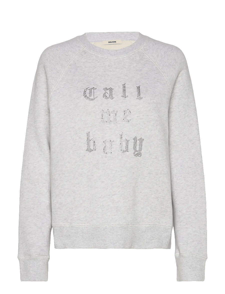 Zadig & Voltaire - UPPER MO CALL ME BABY STRASS - sweatshirts - gris chine clai - 0