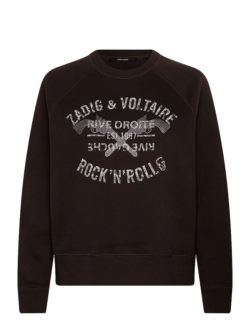 Zadig & Voltaire - UPPER PMO BLASON RDRG STRASS - sweatshirts & hoodies - dark chocolate - 0