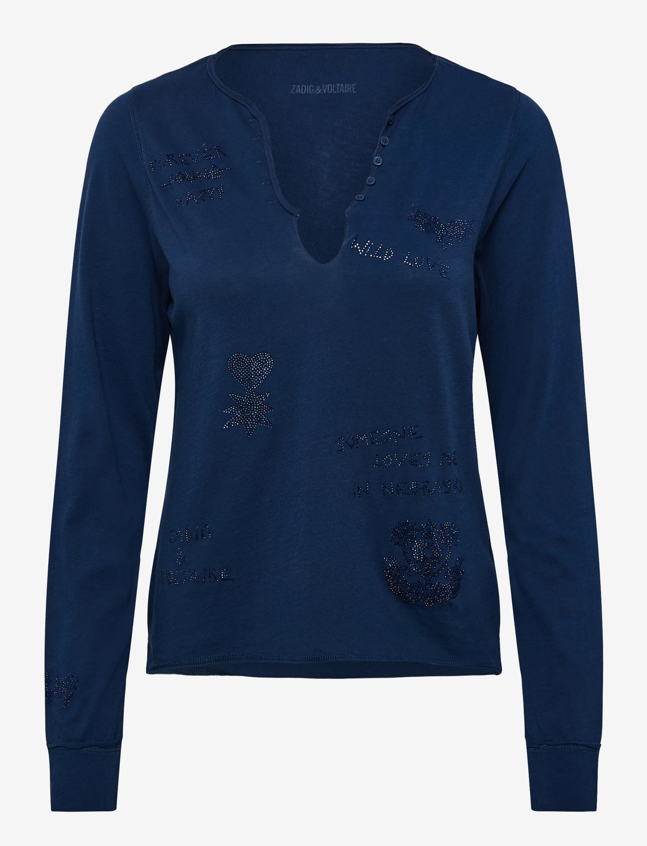 Zadig & Voltaire - TUNI ML CL MULTI STRASS - langärmlige tops - blueberry - 0