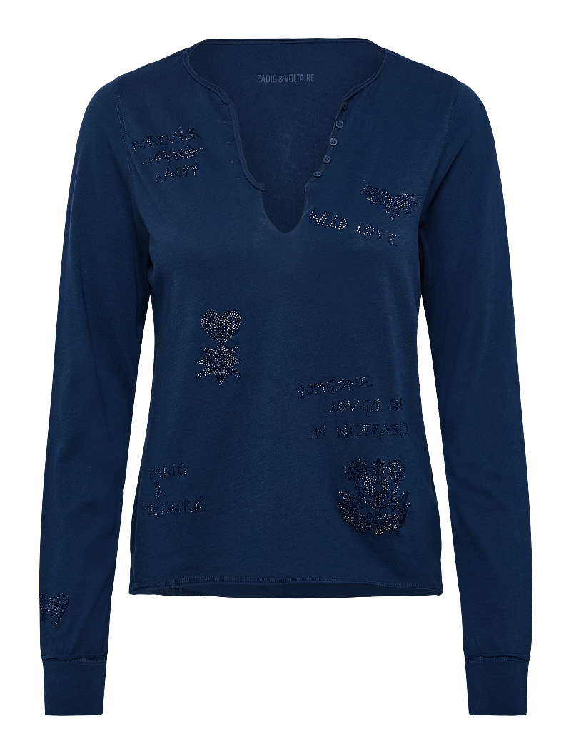 Zadig & Voltaire - TUNI ML CL MULTI STRASS - langärmlige tops - blueberry - 0