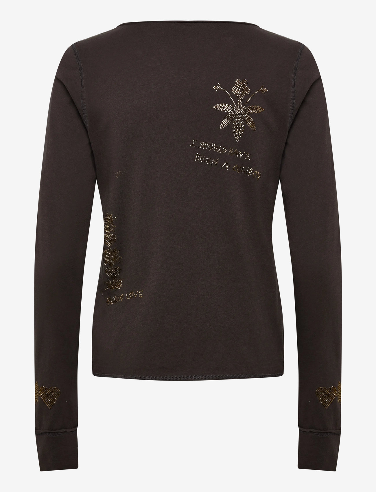 Zadig & Voltaire - TUNI ML CL MULTI STRASS - long-sleeved tops - dark chocolate - 1