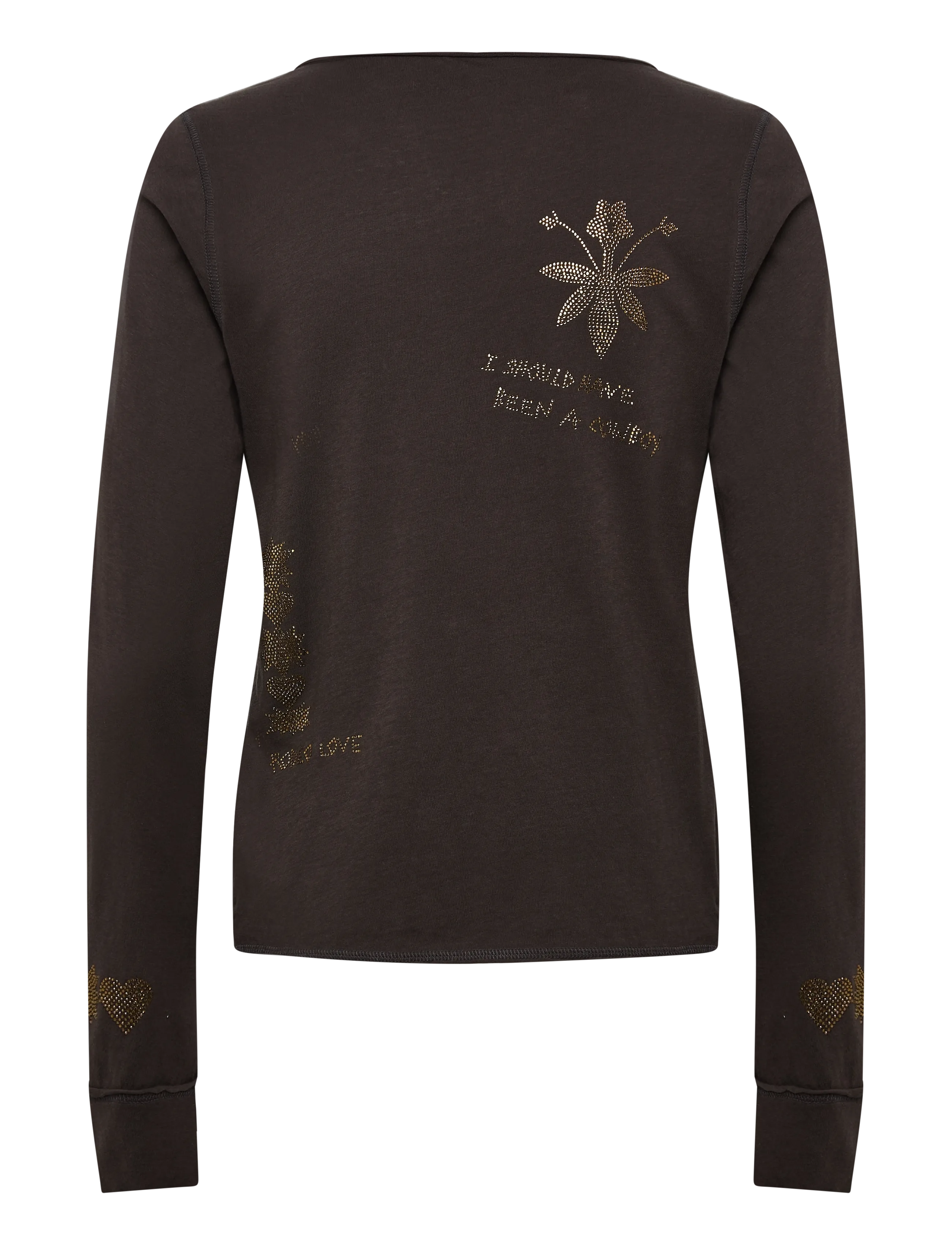 Zadig & Voltaire - TUNI ML CL MULTI STRASS - langärmlige tops - dark chocolate - 1