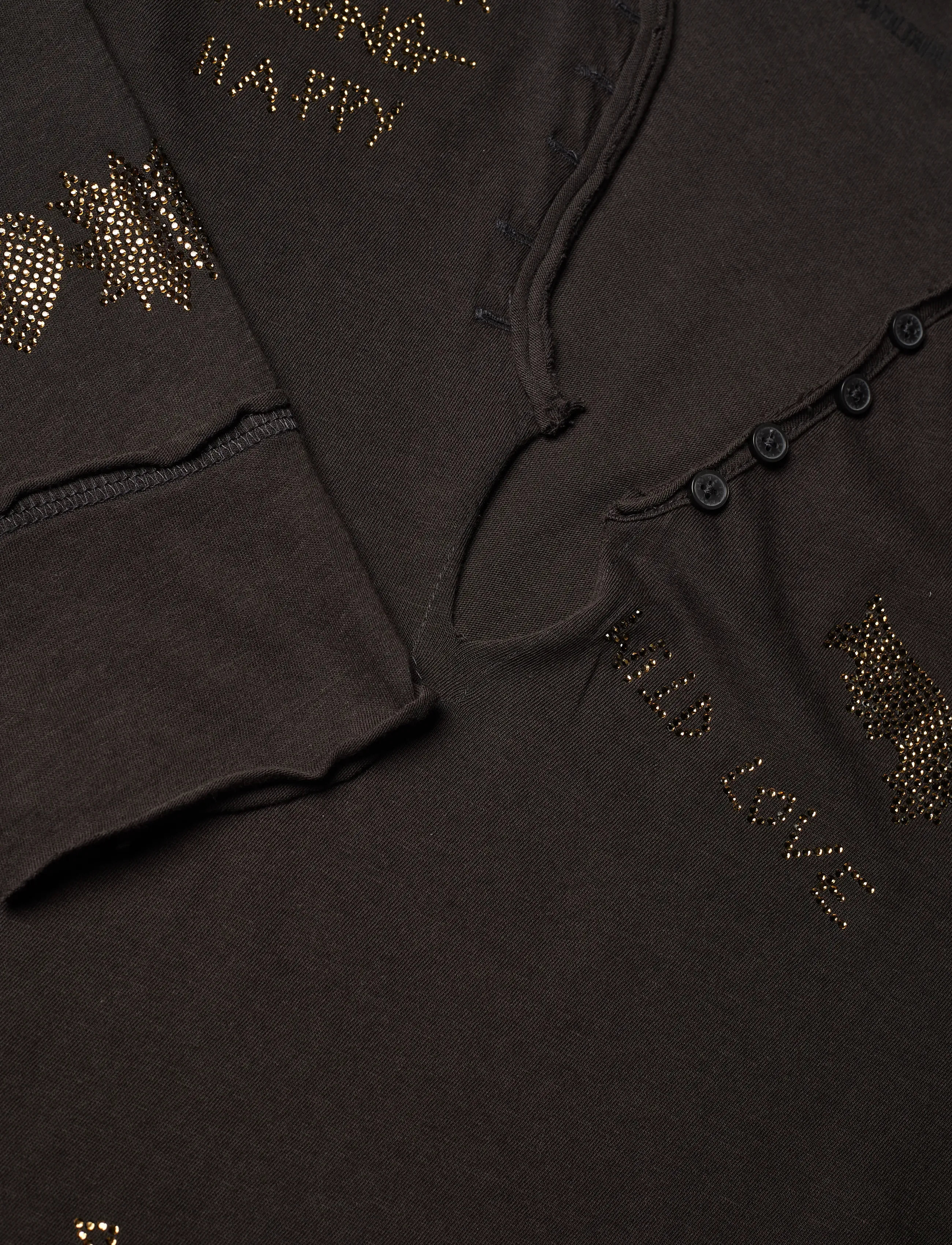 Zadig & Voltaire - TUNI ML CL MULTI STRASS - langärmlige tops - dark chocolate - 2