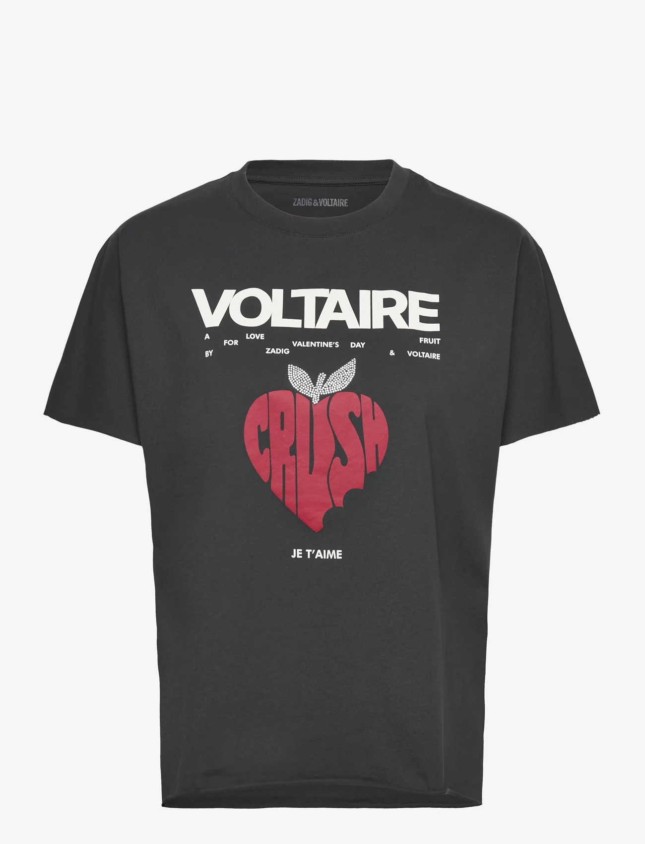 Zadig & Voltaire - TOMMER CO CONCERT CRUSH STRASS - t-skjorter - carbone - 0