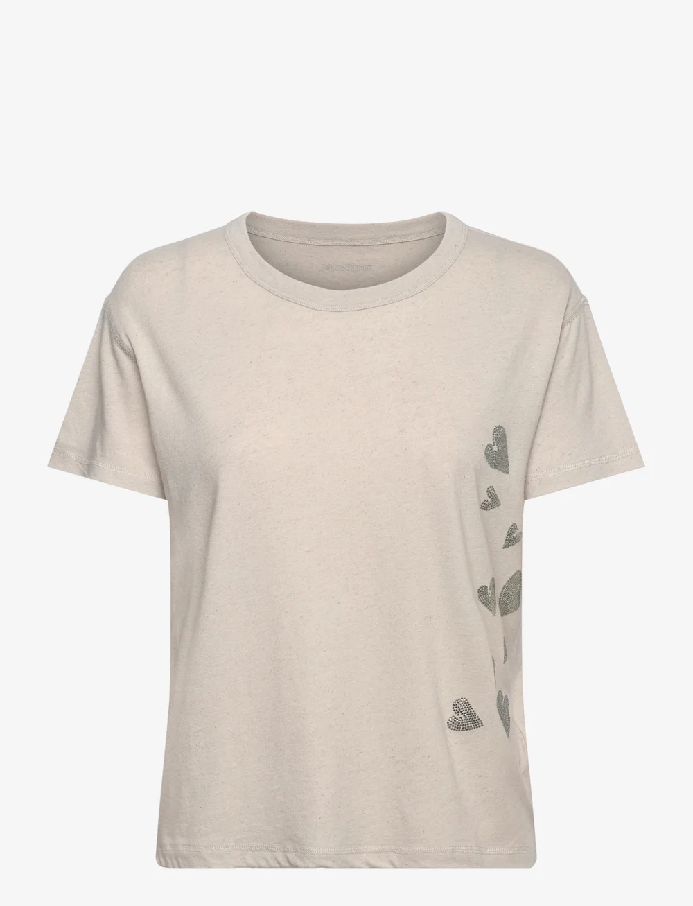 Zadig & Voltaire - MARTA PCL RAIN STRASS HEART - t-shirts - light grey - 0