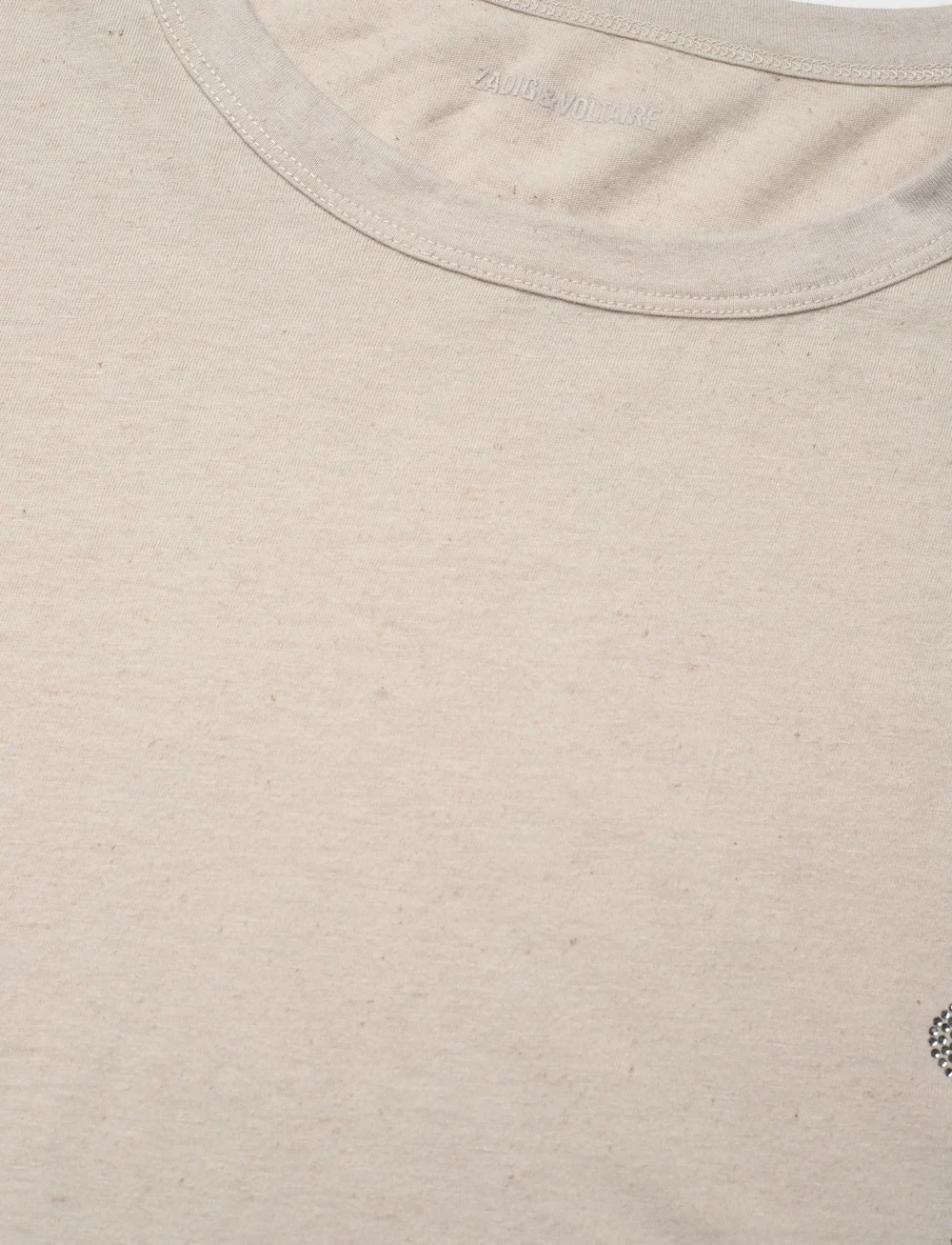 Zadig & Voltaire - MARTA PCL RAIN STRASS HEART - t-shirts - light grey - 2