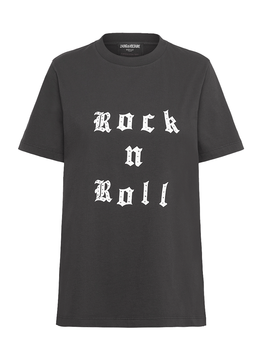 Zadig & Voltaire - EDWIN HC ROCK AND ROLL STRASS - t-shirts - carbone - 1