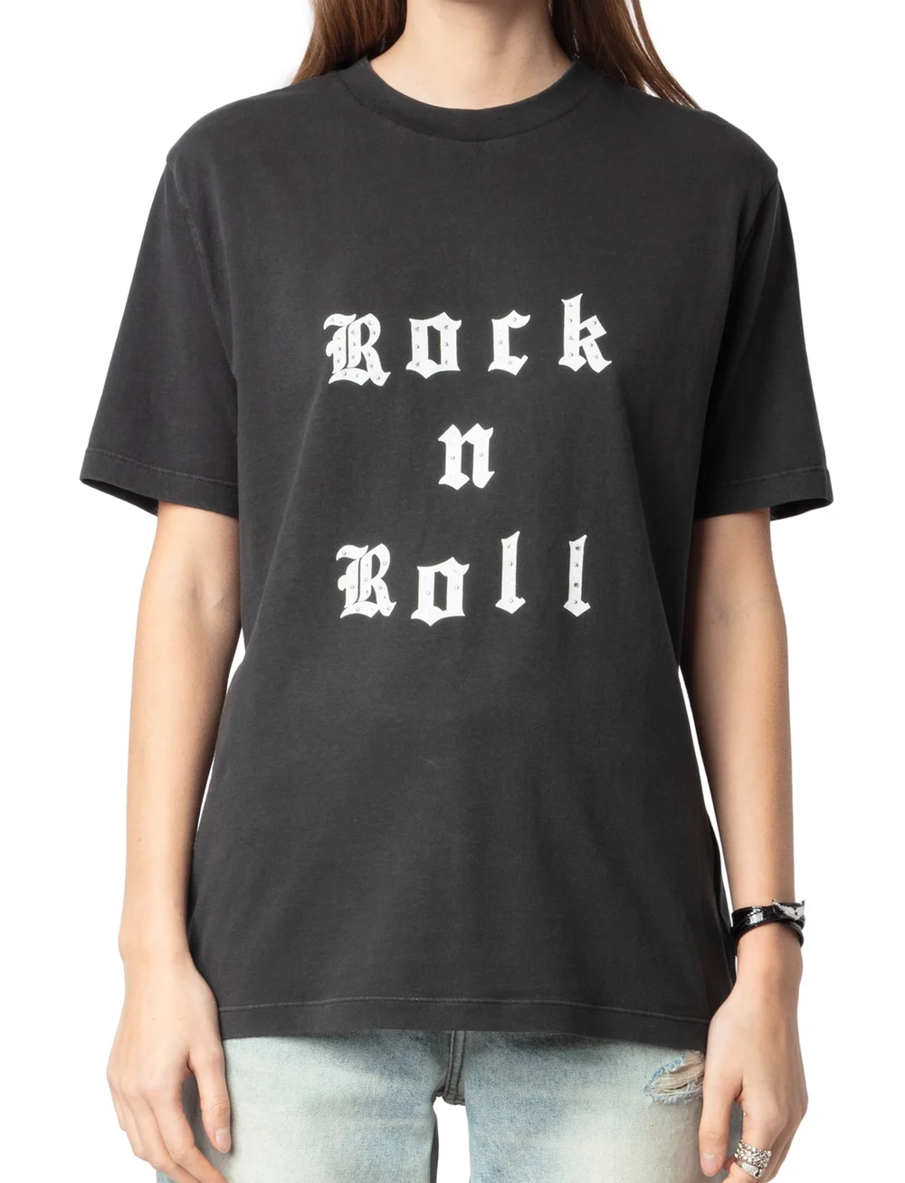 Zadig & Voltaire - EDWIN HC ROCK AND ROLL STRASS - t-shirts - carbone - 0