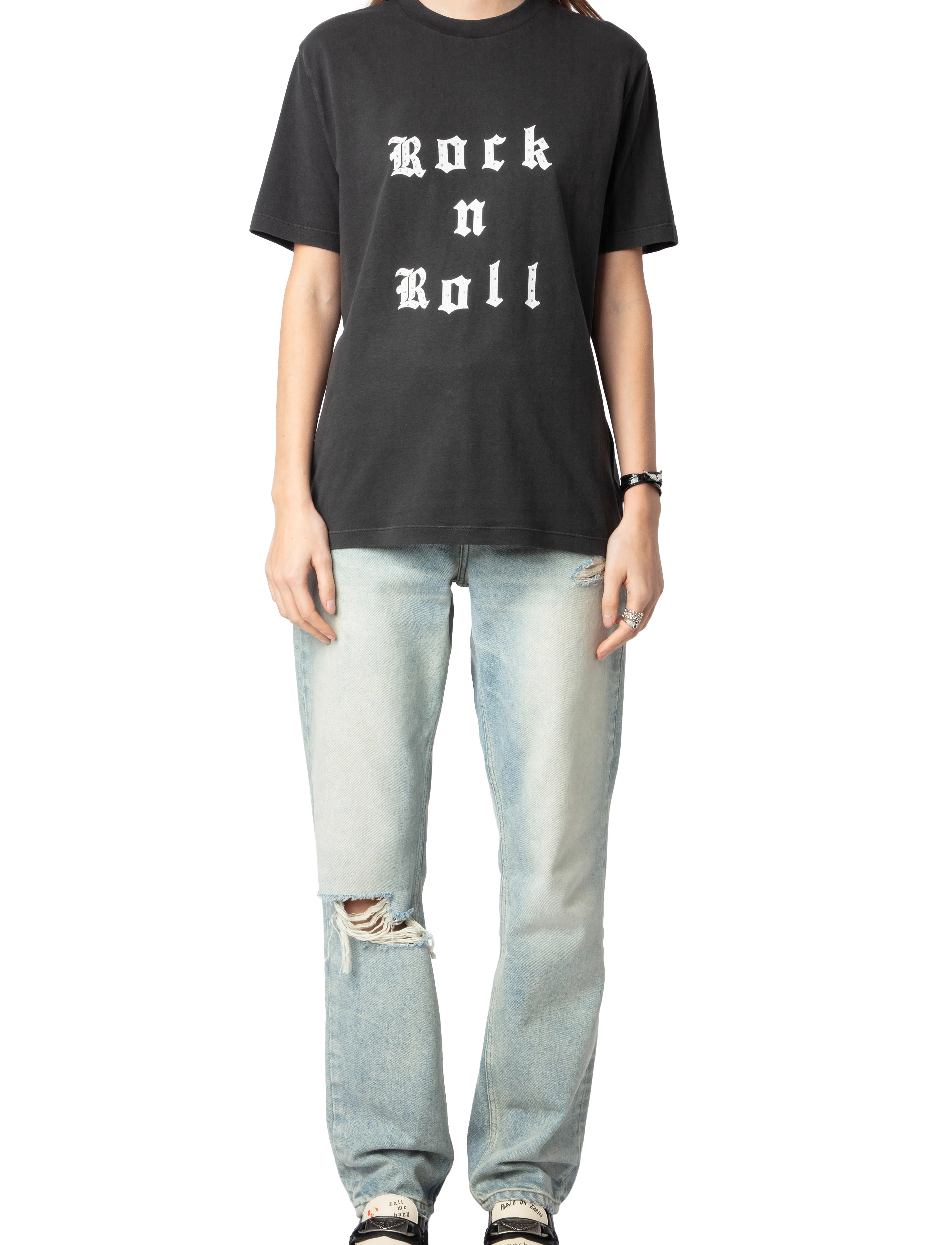 Zadig & Voltaire - EDWIN HC ROCK AND ROLL STRASS - t-shirts - carbone - 3