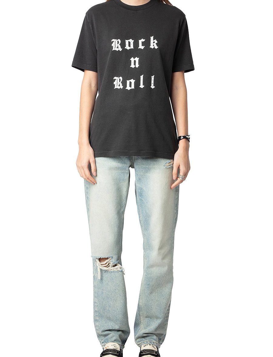 Zadig & Voltaire - EDWIN HC ROCK AND ROLL STRASS - t-shirts - carbone - 3