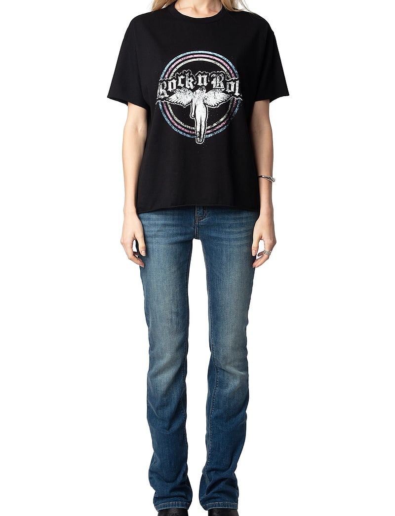 Zadig & Voltaire - TOMMER HC FALLEN ANGEL STRASS - t-shirts - black - 3