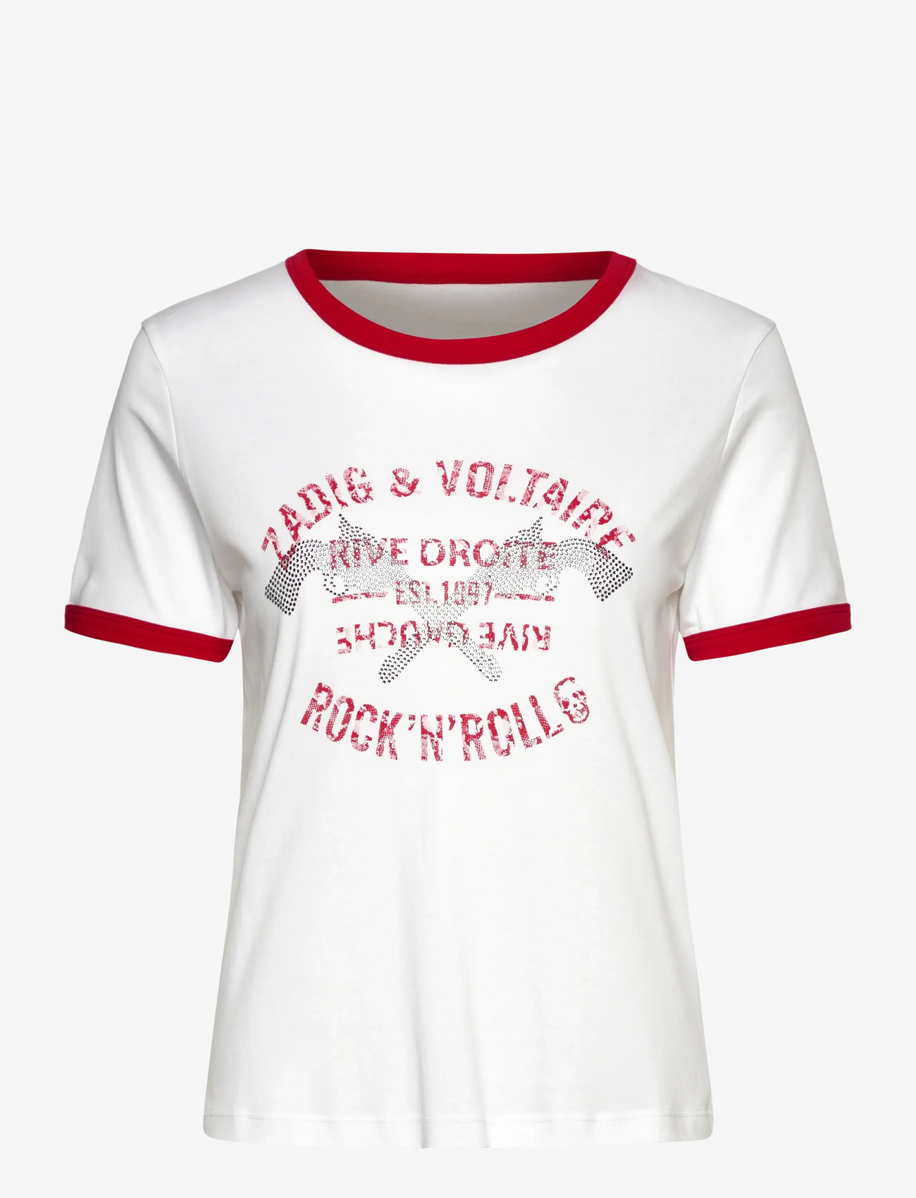Zadig & Voltaire - WOOS ICO BLASON RDRG STRASS - t-shirts - white - 0