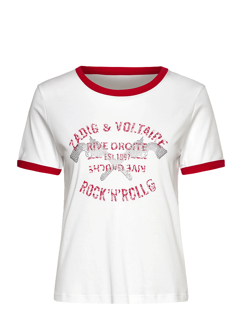 Zadig & Voltaire - WOOS ICO BLASON RDRG STRASS - t-shirts - white - 0