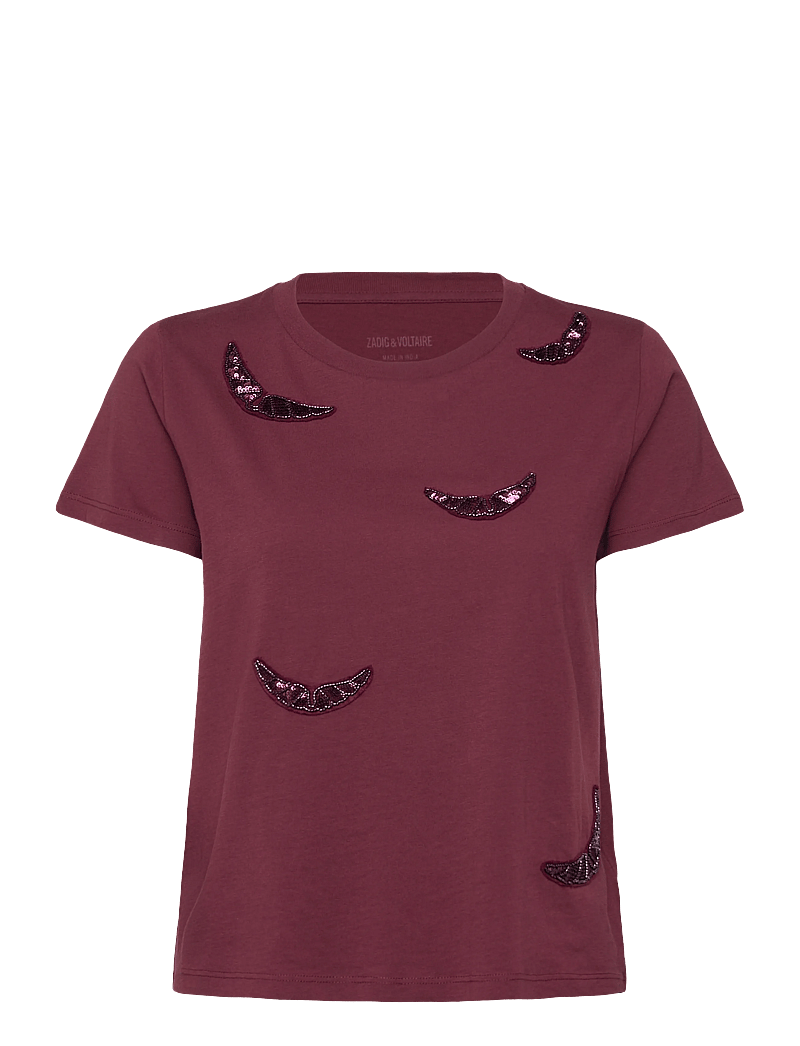 Zadig & Voltaire - ALYS HC EMBROIDERY WINGS - t-shirts - burgundy - 0