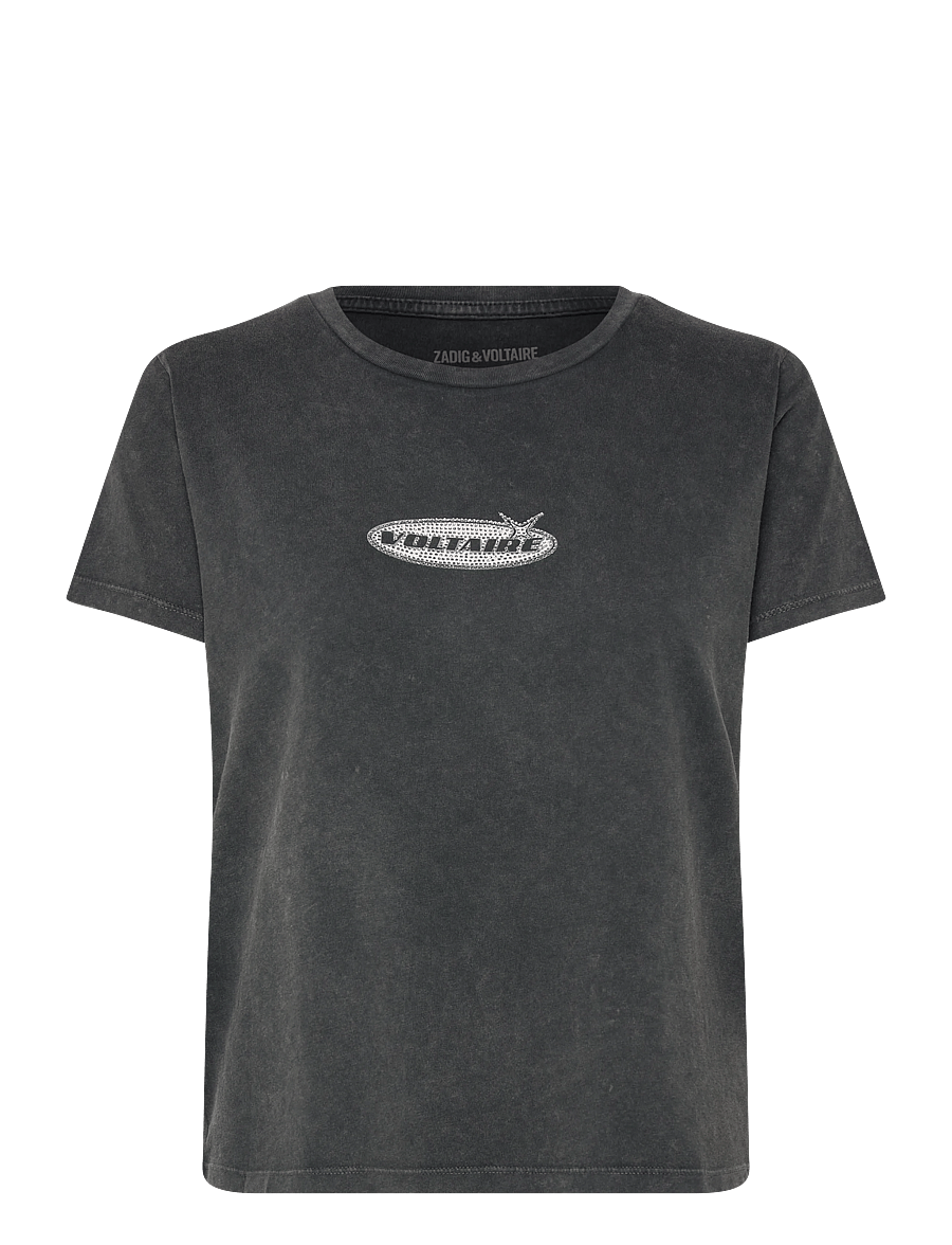 Zadig & Voltaire - ALYS HC MOTOCROSS STRASS - t-shirts - black - 1