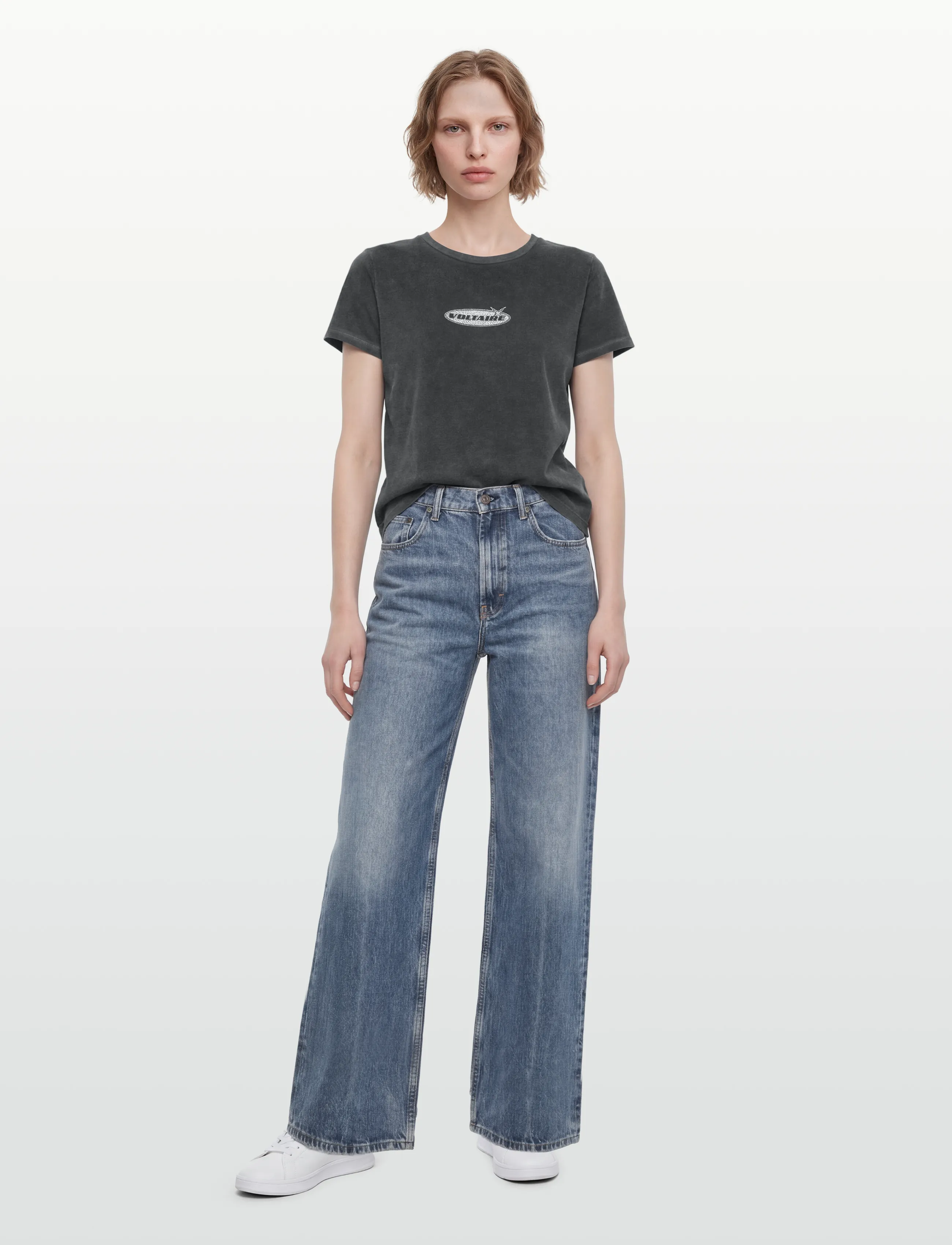 Zadig & Voltaire Alys Hc Motocross Strass, Kvinder, Grafisk T-Shirt, Grå, Str: XS