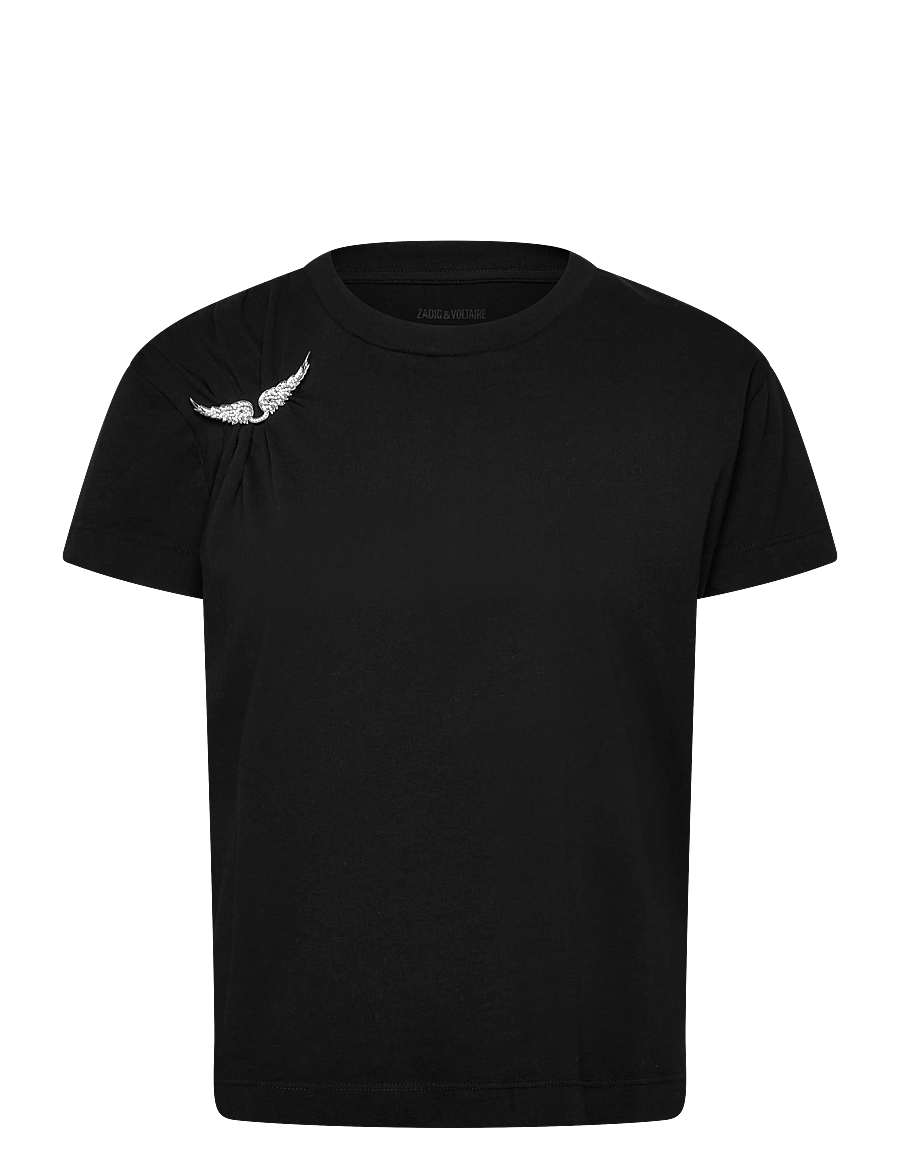 Zadig & Voltaire - SUZAN HC PLISSE WINGS - t-shirts - black - 1