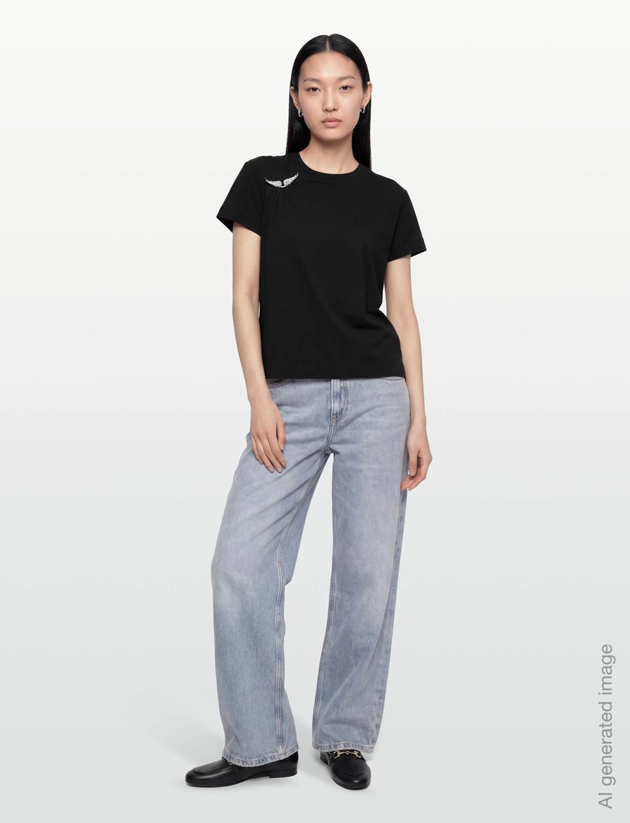 Zadig & Voltaire - SUZAN HC PLISSE WINGS - t-shirts - black - 0