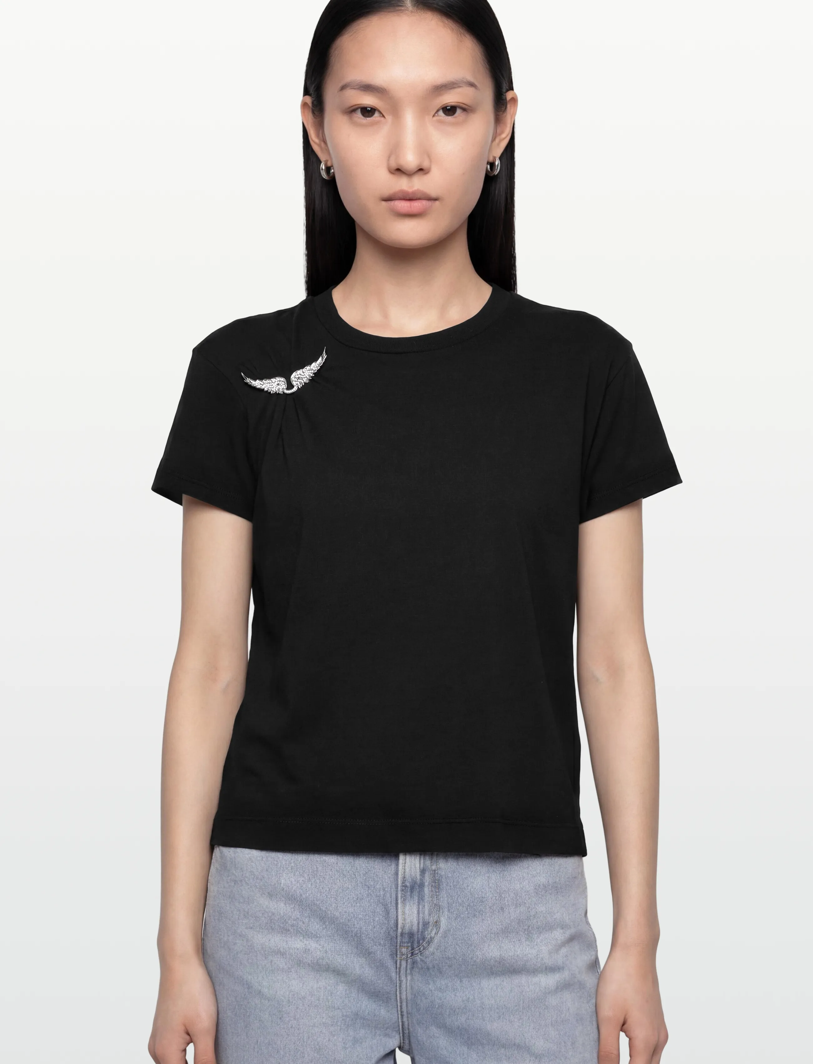 Zadig & Voltaire - SUZAN HC PLISSE WINGS - t-shirts - black - 3