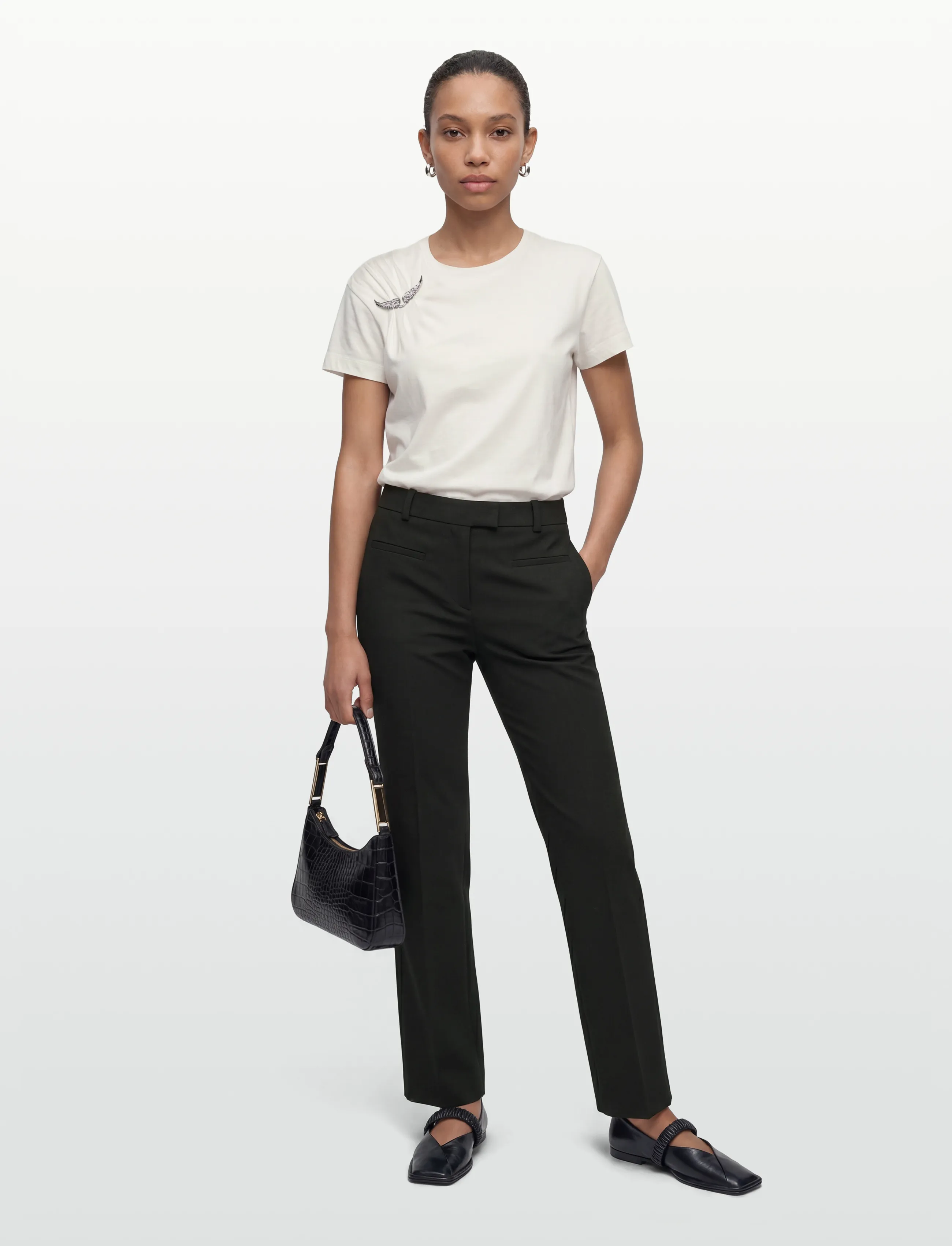 Zadig & Voltaire Suzan Hc Plisse Wings, XS, Cream, T-Shirts & Toppe > Kortærmede, Dame