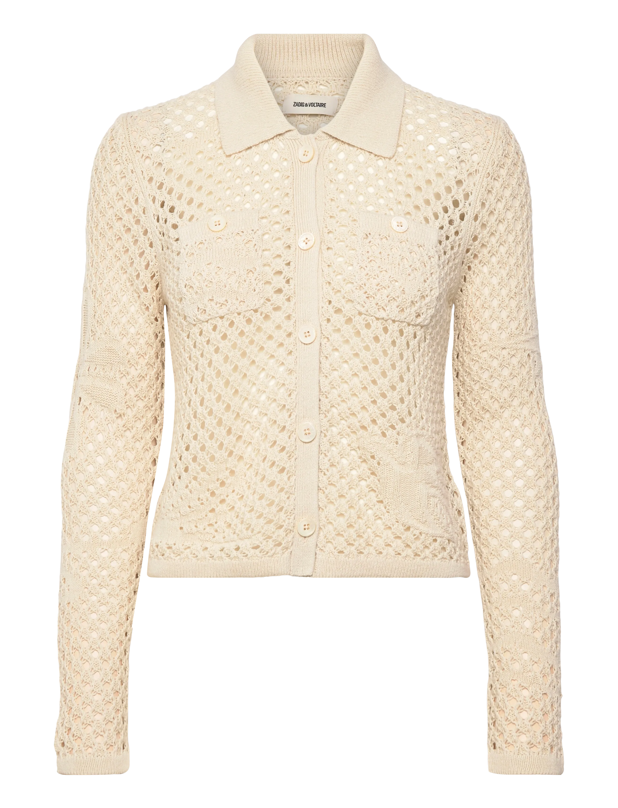 Zadig & Voltaire Voltyz Colin, Kvinder, Hæklet Krave Cardigan, Beige, Str: L