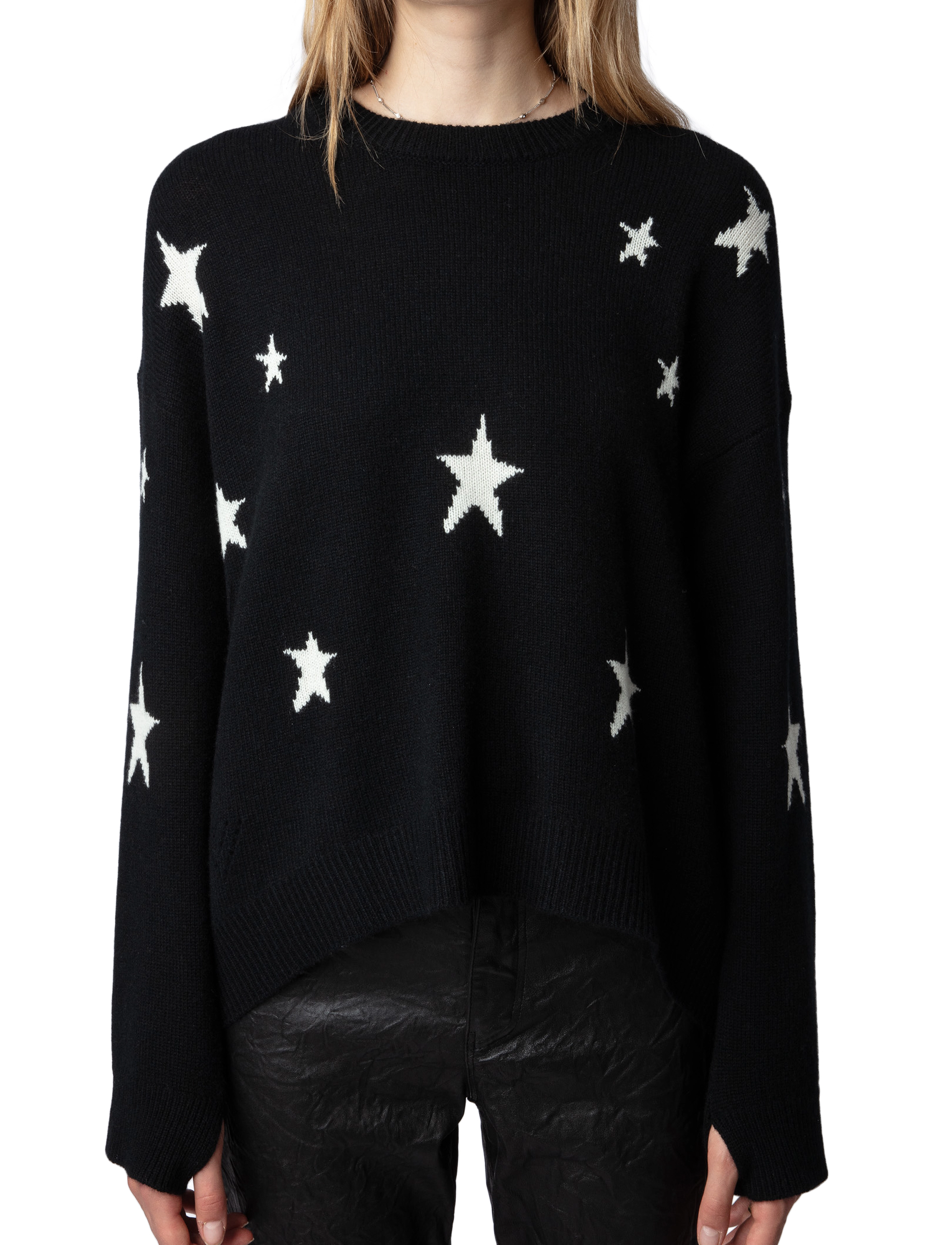 Zadig & Voltaire Markus Ws Stars, S, Black, Strik > Trøjer, Dame