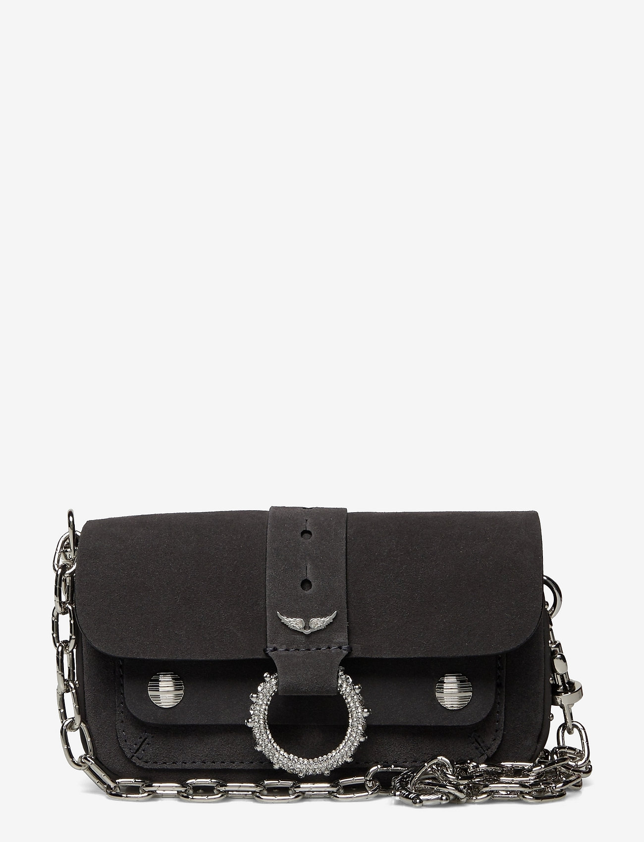 Zadig & Voltaire - KATE WALLET SUEDE + STRASS RIN - grey - 0