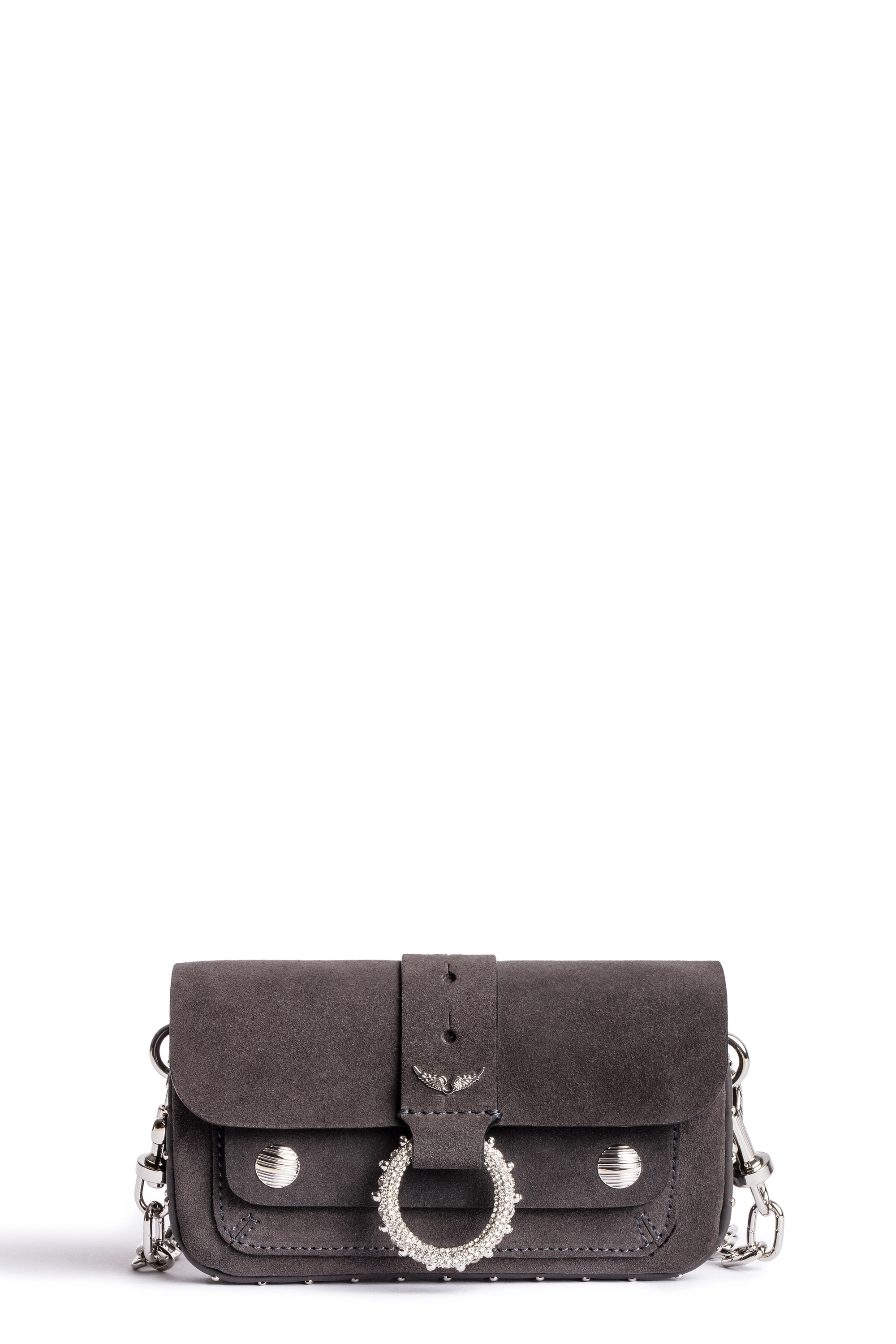 Zadig & Voltaire - KATE WALLET SUEDE + STRASS RIN - grey - 5