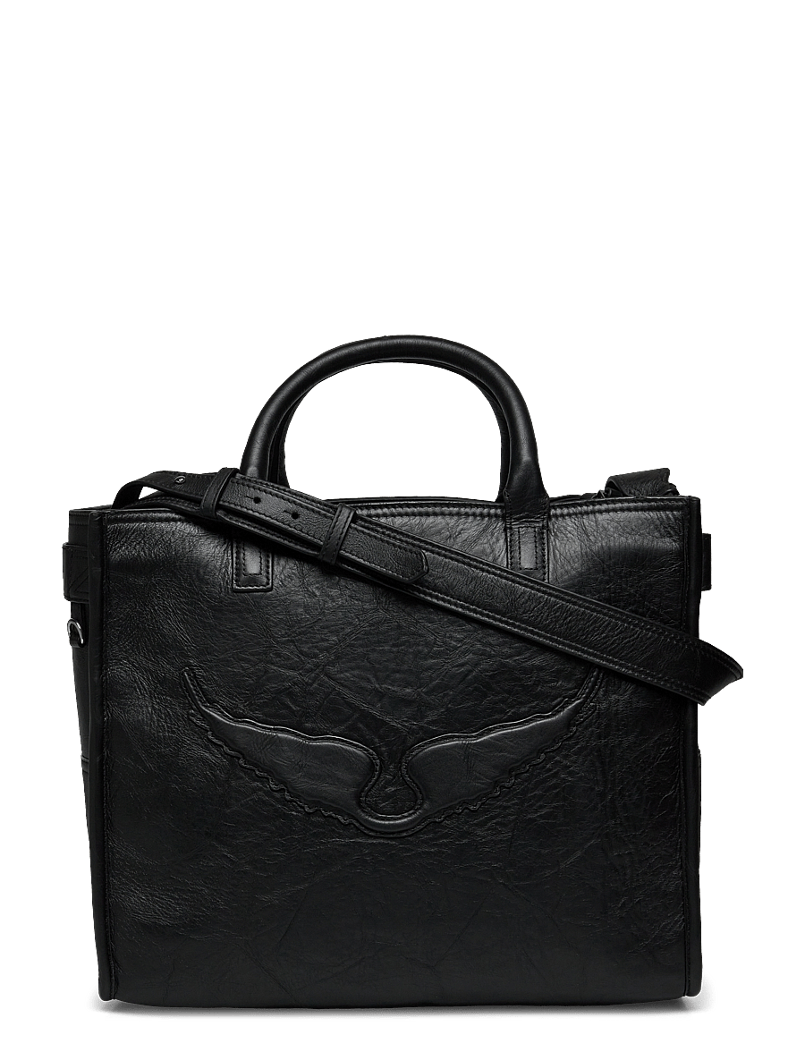 Zadig & Voltaire - ANGEL TOTE WINGS COW BURNISH - tote bags - noir - 0