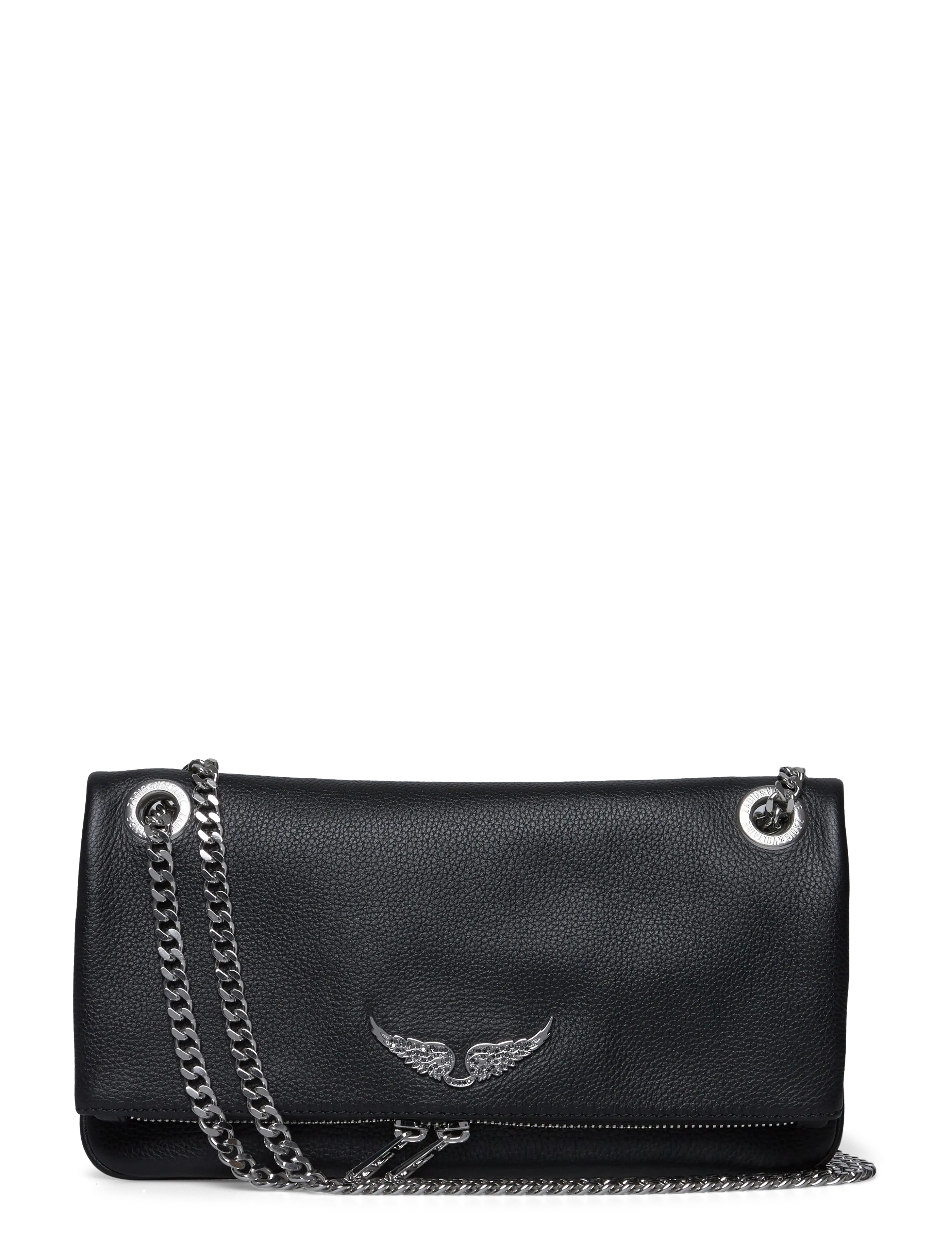 Zadig & Voltaire Rock Ii Grained Leather, One Size, Black, Designere > Små Skuldertasker-Crossbody-Tasker, Dame
