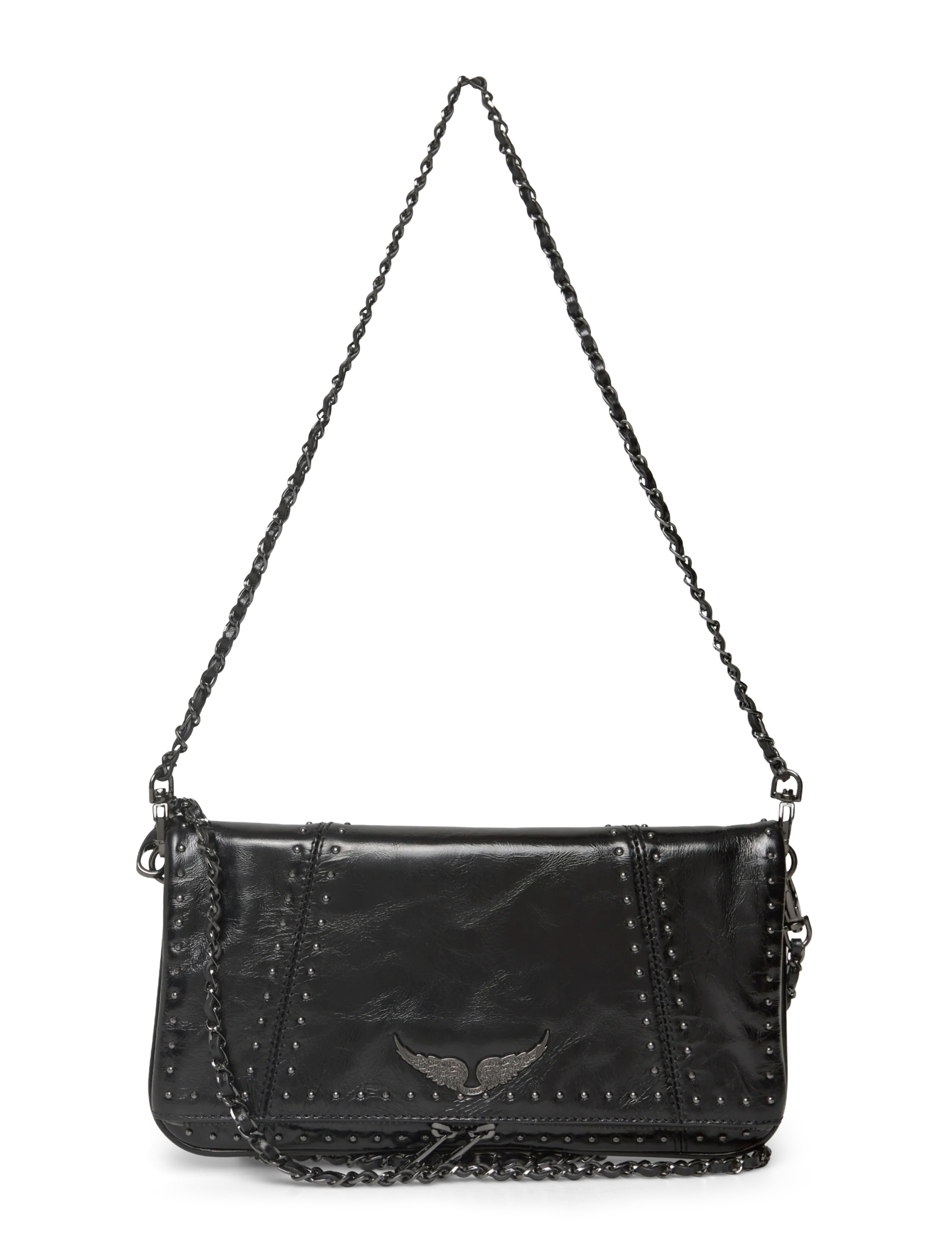 Zadig & Voltaire ROCK VINTAGE PATENT STUDS - Väskor - BLACK / black