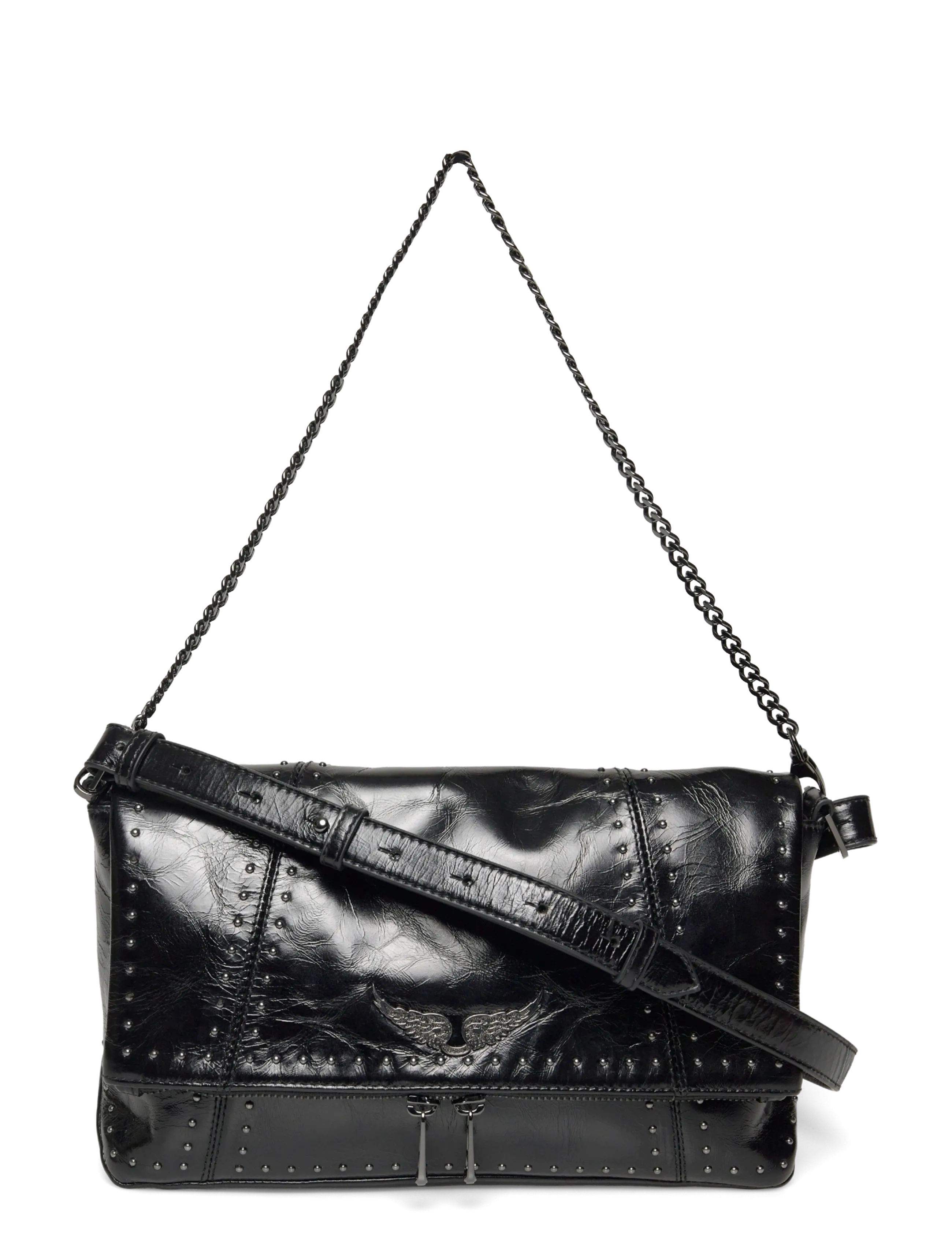 Zadig & Voltaire ROCKY II VINTAGE PATENT STUDS - Väskor - BLACK / black