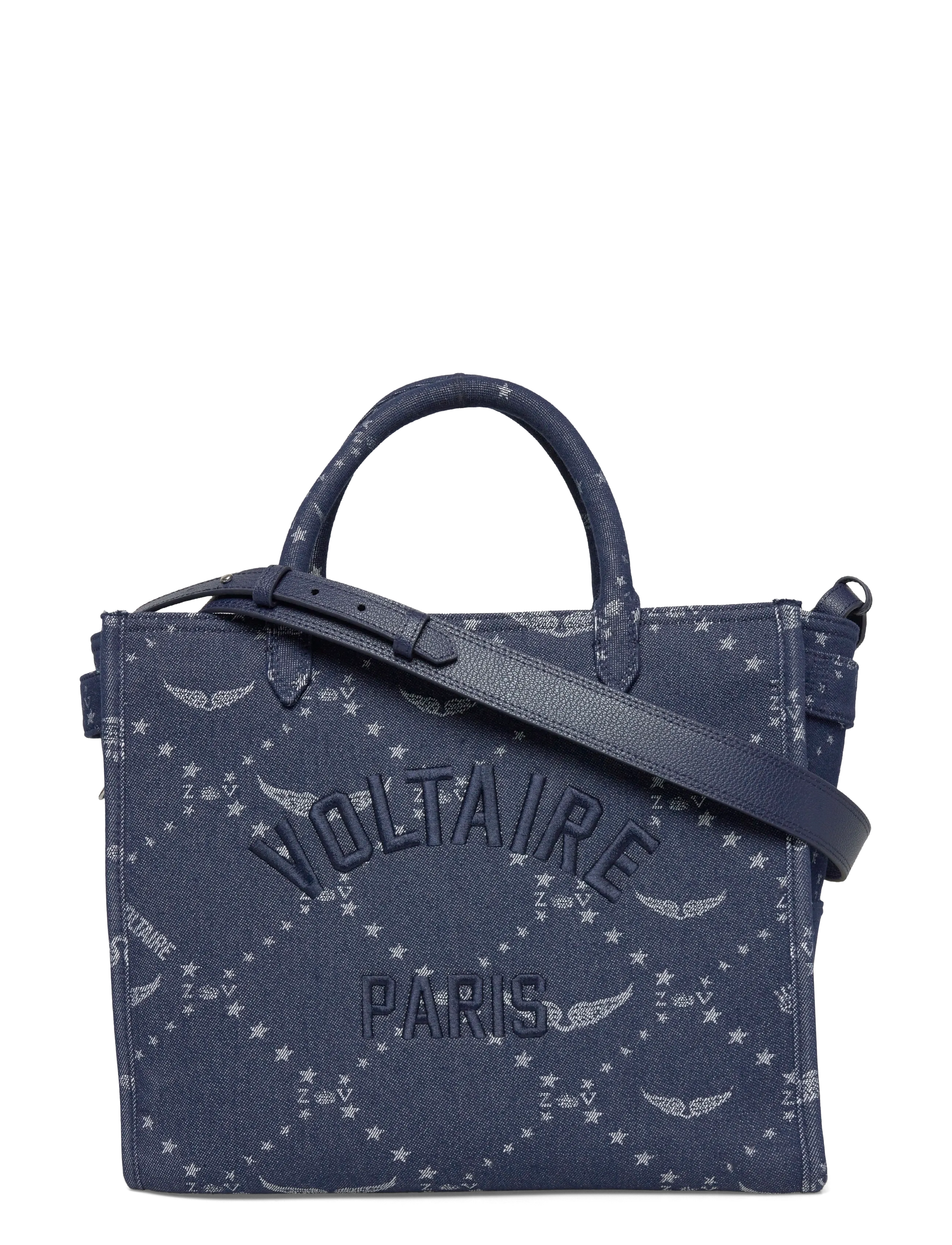Zadig & Voltaire Angel Tote Denim Monogram, Kvinder, Denim Monogram Tote Taske, Navy, Str: ONE SIZE