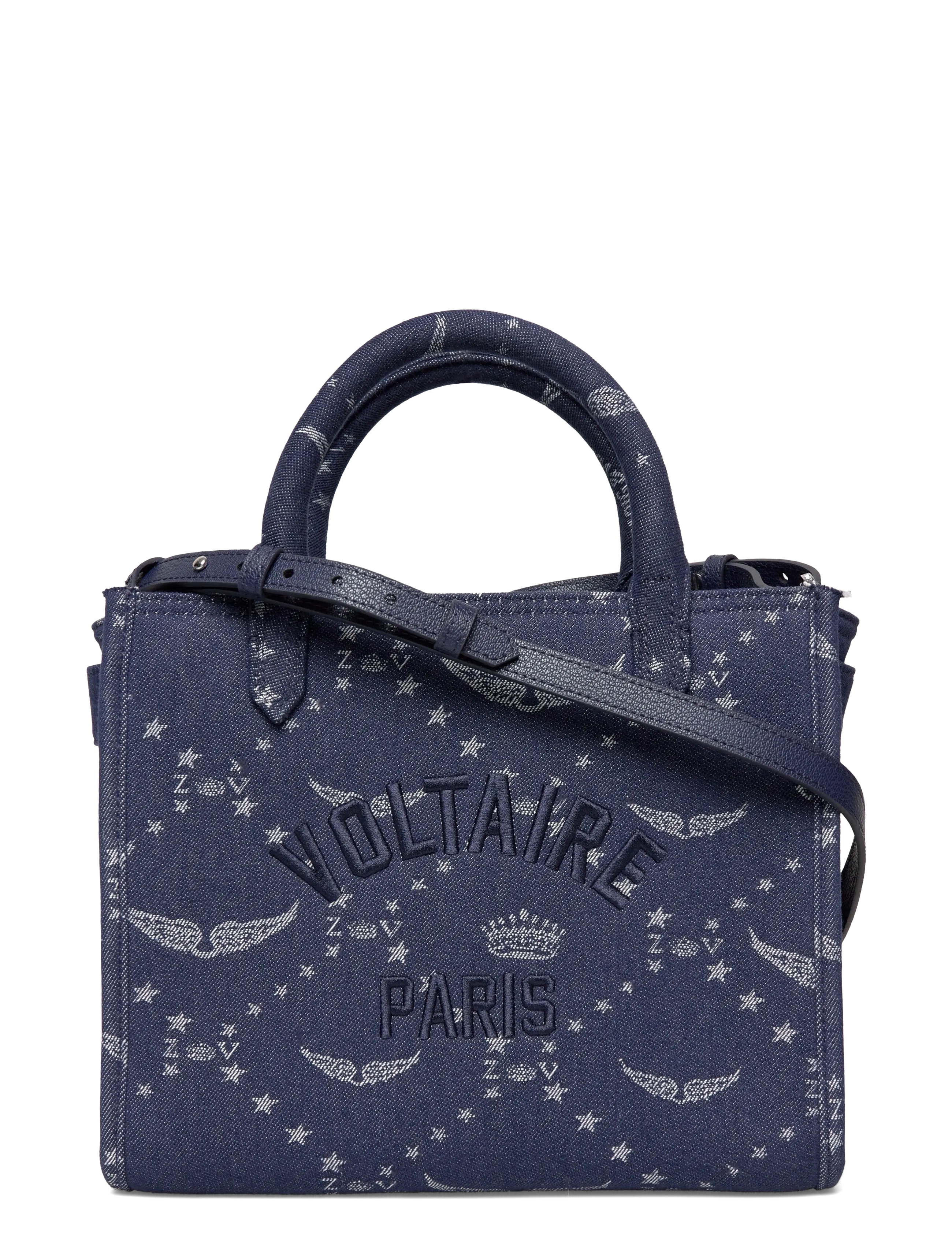Zadig & Voltaire ANGEL TOTE XS DENIM MONOGRAM - För henne - SILENT / navy