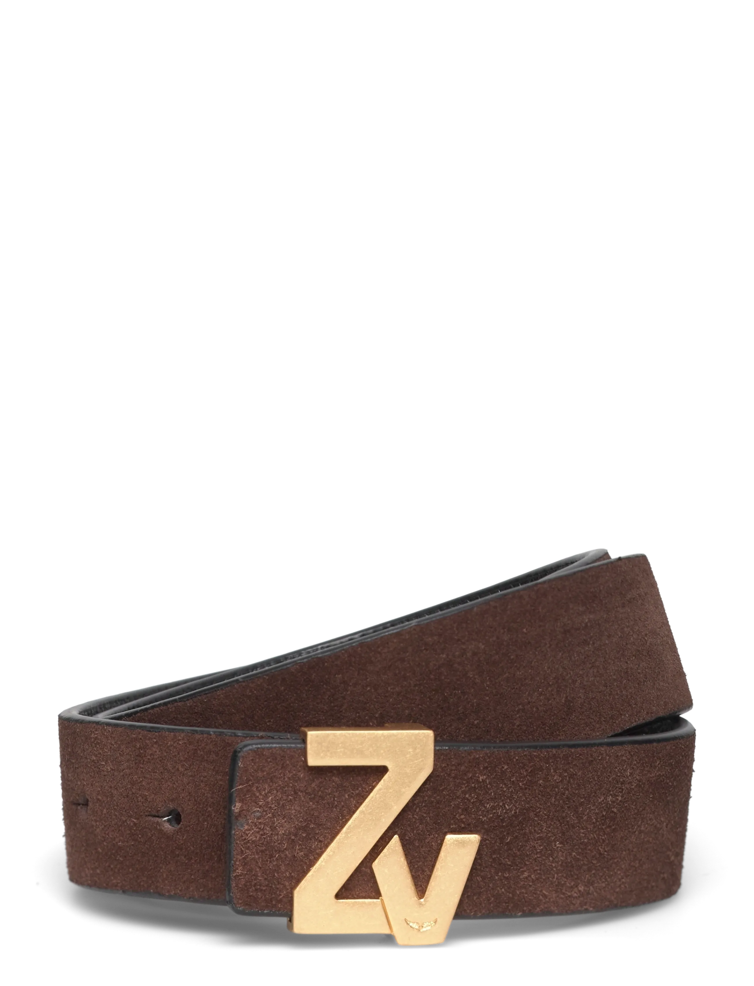 Zadig & Voltaire ZV INITIALE LA BELT 30MM SUEDE - ZADIG&VOLTAIRE - WOOD / brown