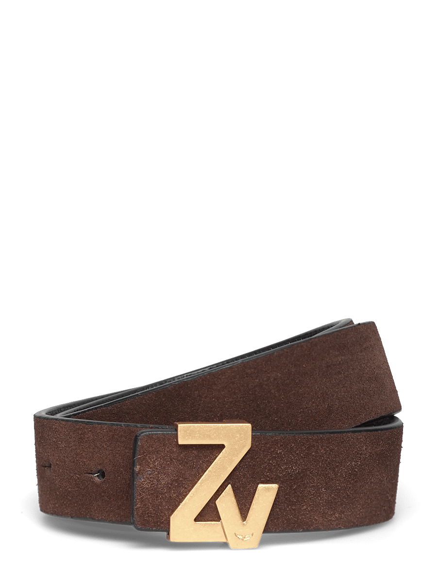 Zadig & Voltaire - ZV INITIALE LA BELT 30MM SUEDE - ledergürtel - wood - 0