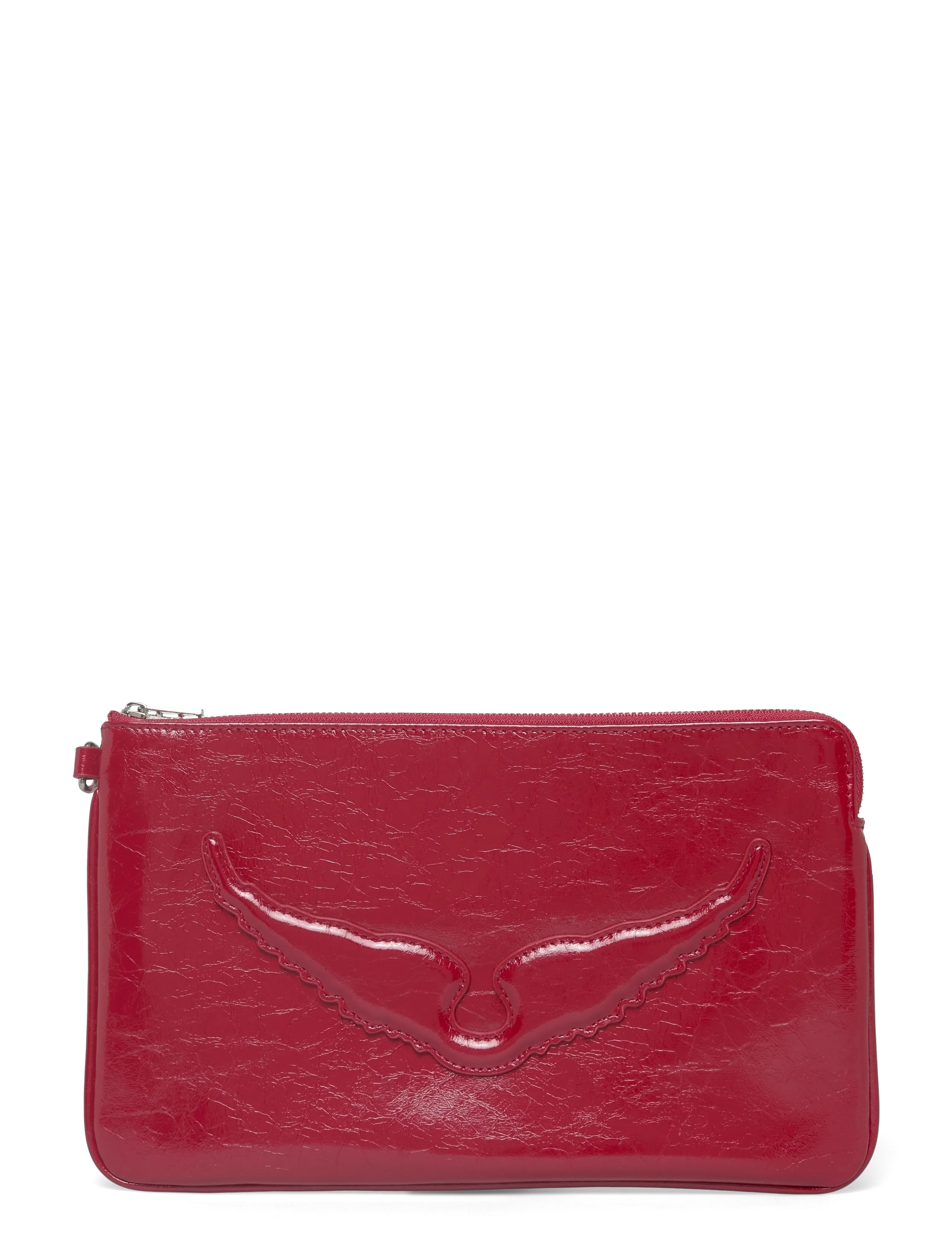 Zadig & Voltaire Angel Pouch Wrinkled Patent, One Size, Red, Designere > Clutches, Dame