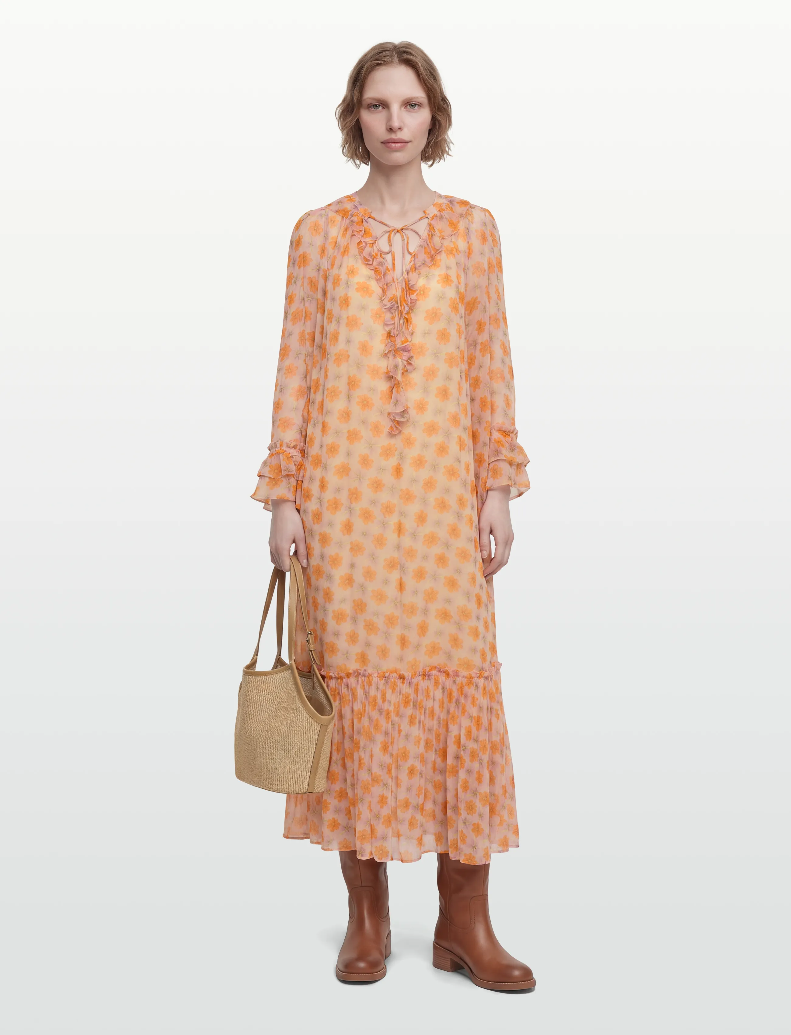 Zadig & Voltaire RALICEL MOUSSELINE FLOWERS - Kleider - CREAM / orange